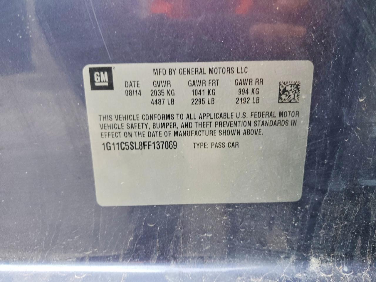 2015 Chevrolet Malibu 1lt Синий vin: 1G11C5SL8FF137069