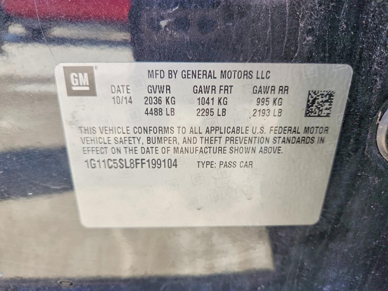 2015 Chevrolet Malibu 1lt Charcoal vin: 1G11C5SL8FF199104