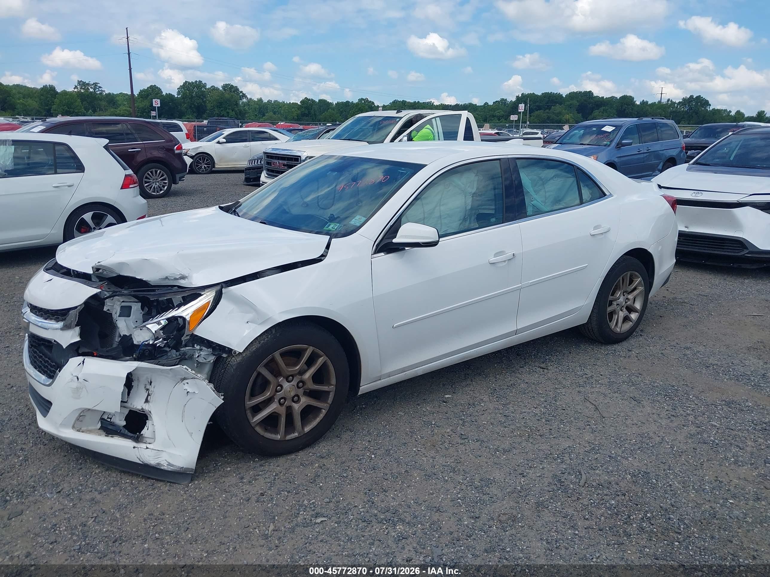 2015 Chevrolet Malibu 1lt Белый vin: 1G11C5SL8FF236667