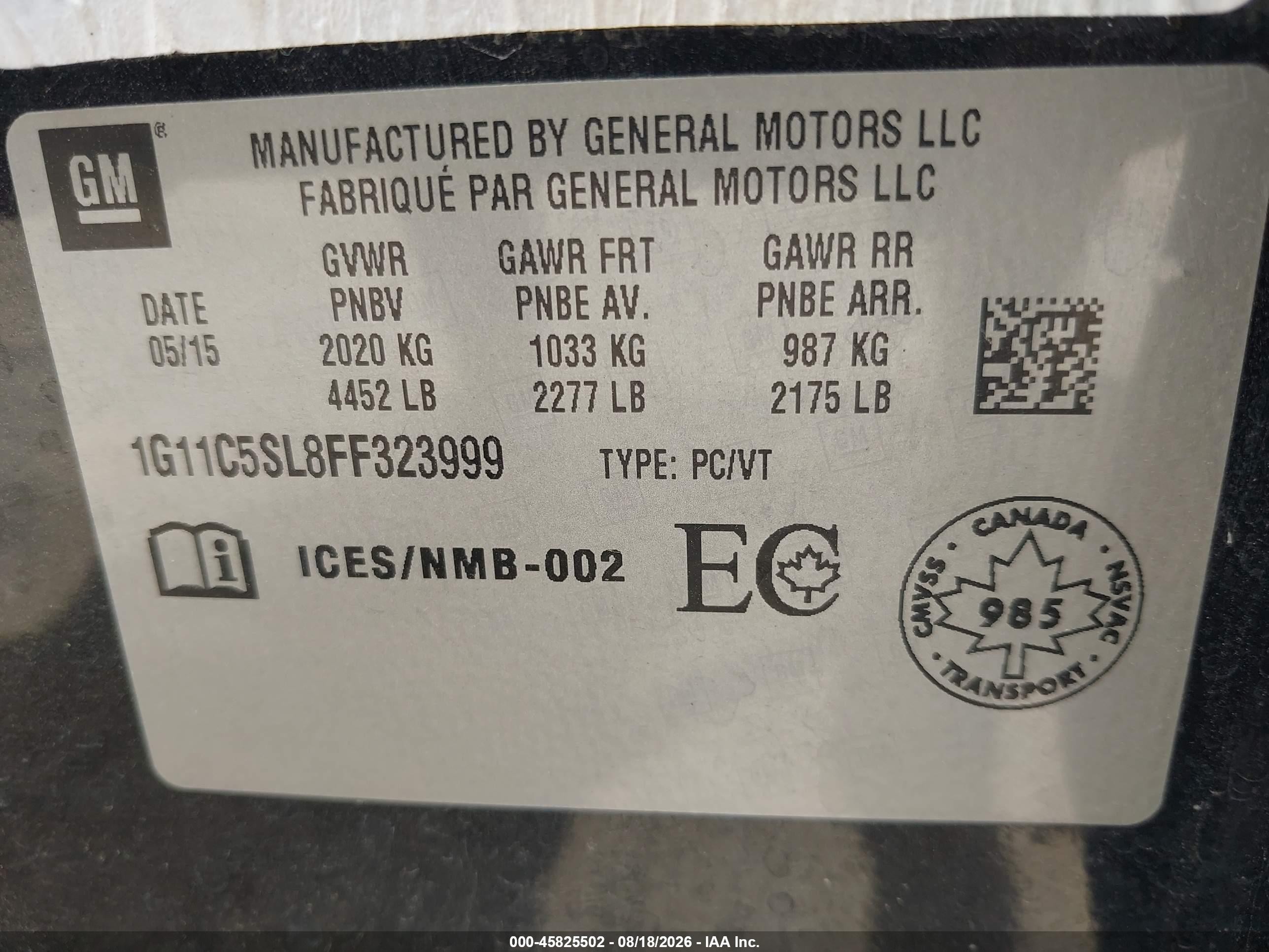 2015 Chevrolet Malibu 1lt Black vin: 1G11C5SL8FF323999