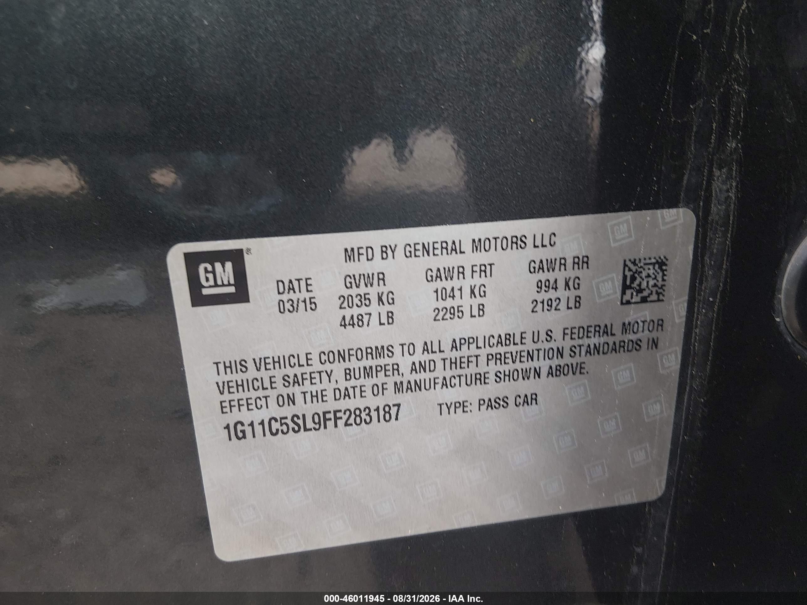 2015 Chevrolet Malibu 1lt Gray vin: 1G11C5SL9FF283187