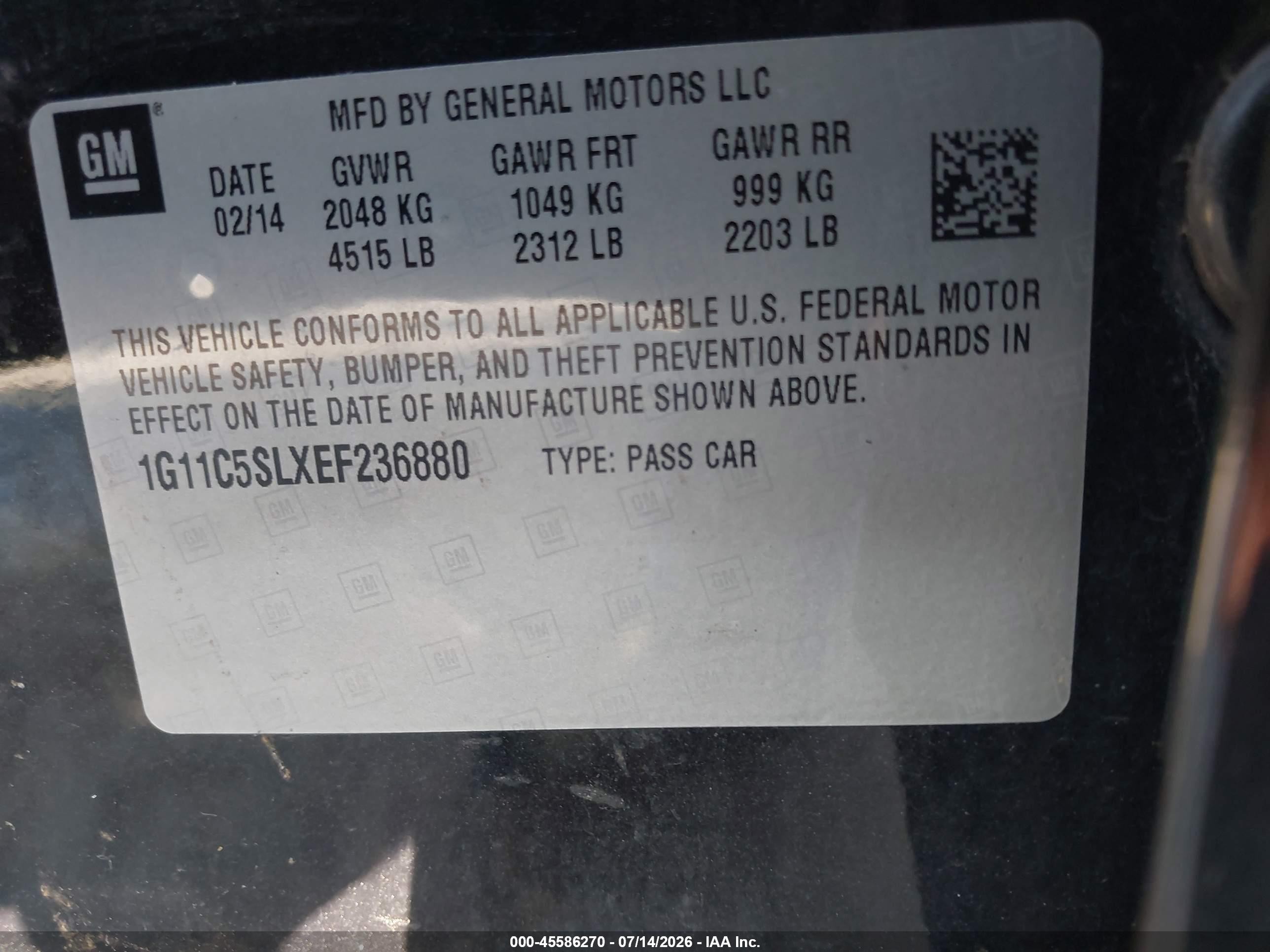 2014 Chevrolet Malibu 1lt Gray vin: 1G11C5SLXEF236880