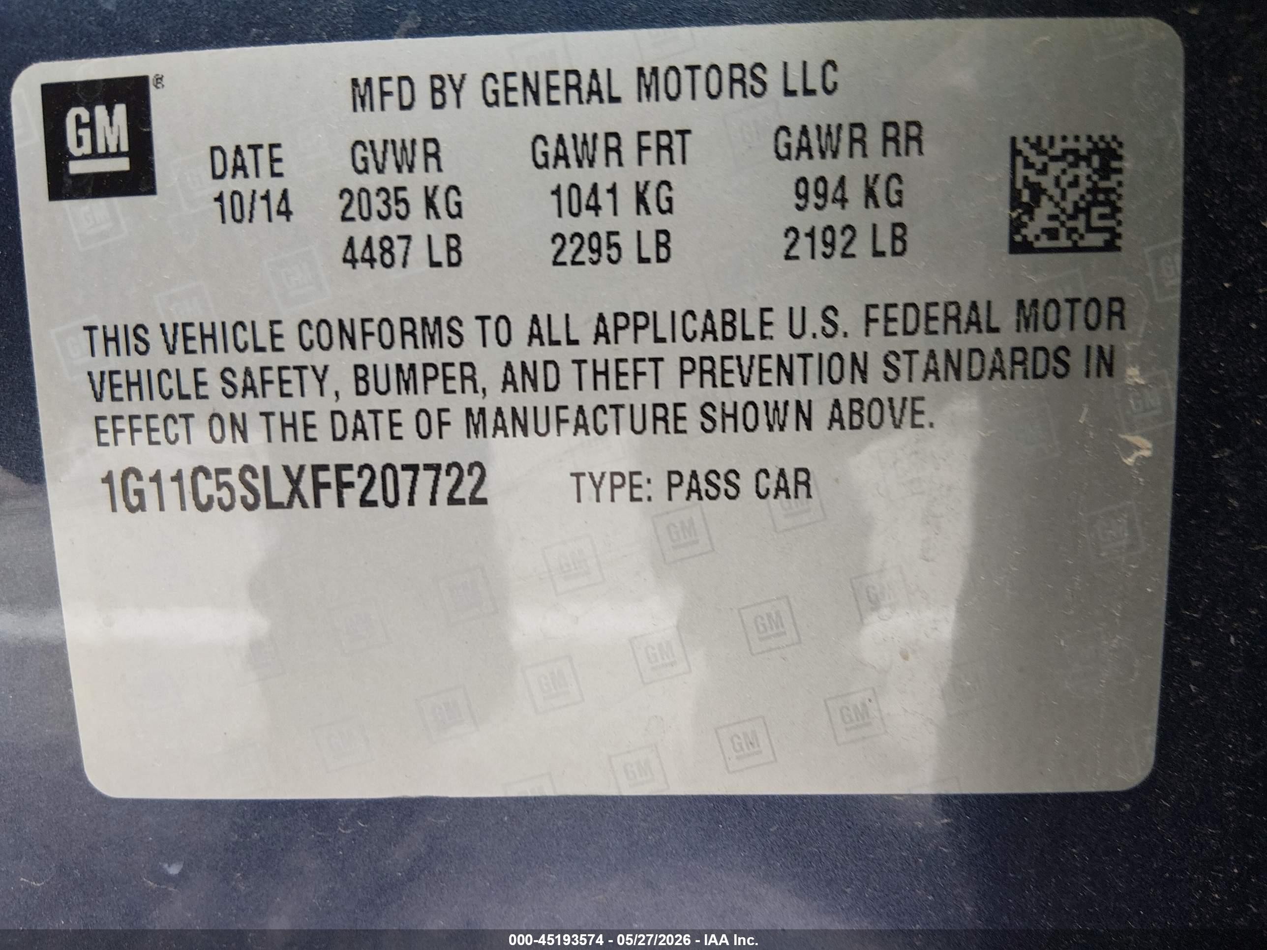 2015 Chevrolet Malibu 1lt Blue vin: 1G11C5SLXFF207722