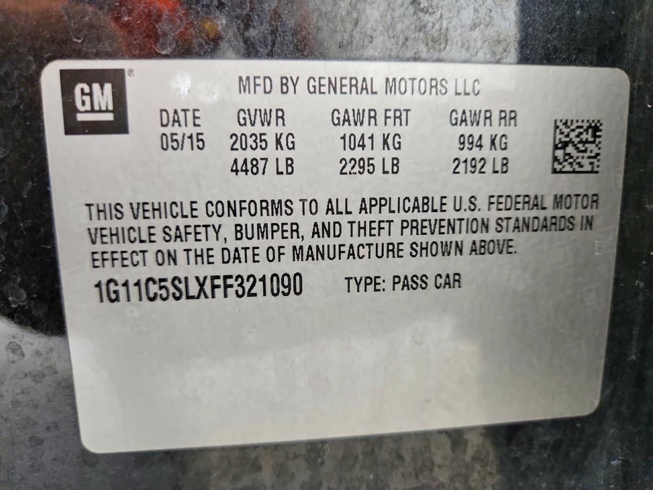 2015 Chevrolet Malibu 1lt Charcoal vin: 1G11C5SLXFF321090