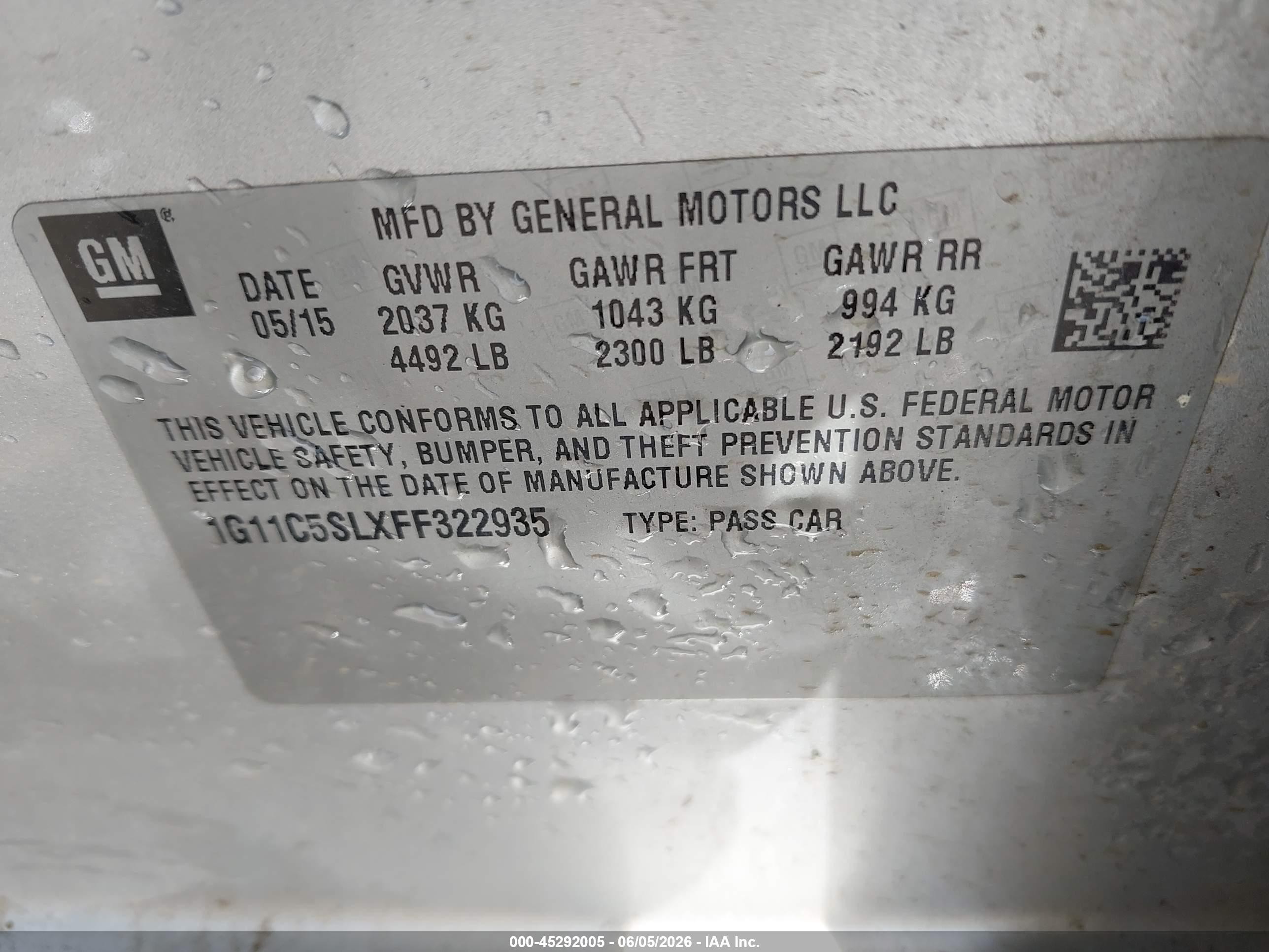 2015 Chevrolet Malibu 1lt Silver vin: 1G11C5SLXFF322935
