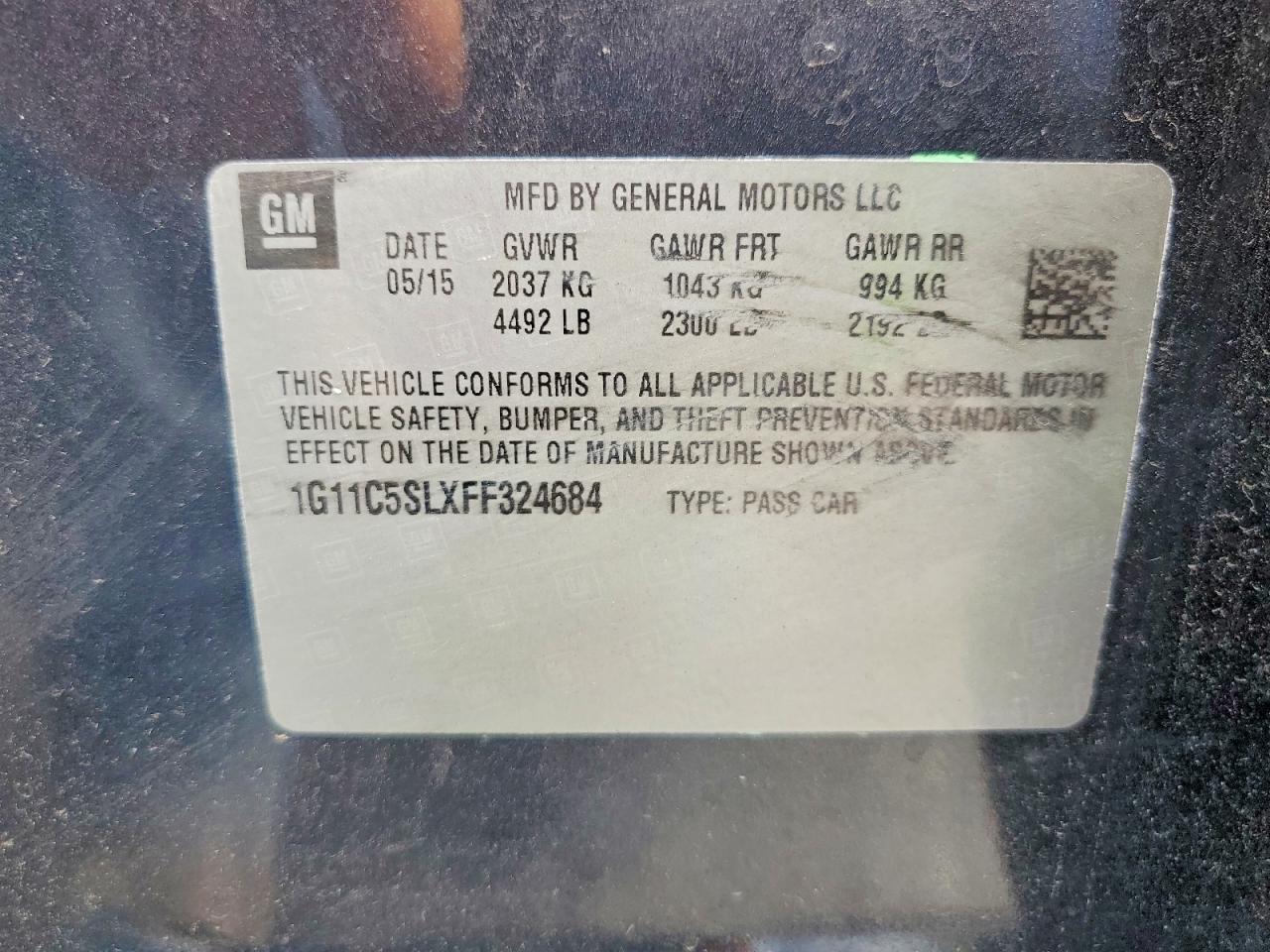 2015 Chevrolet Malibu 1lt Black vin: 1G11C5SLXFF324684