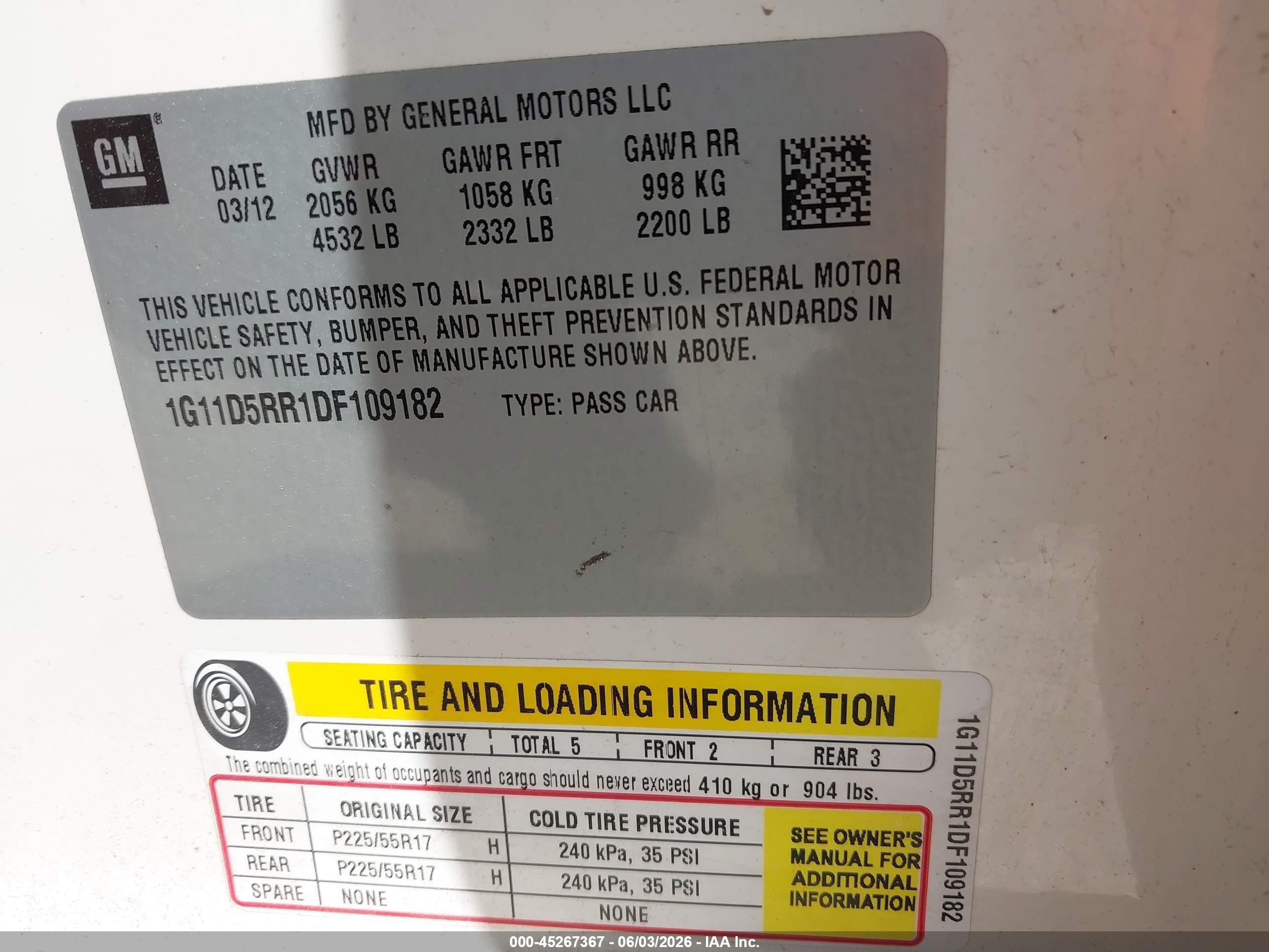 2013 Chevrolet Malibu Eco White vin: 1G11D5RR1DF109182