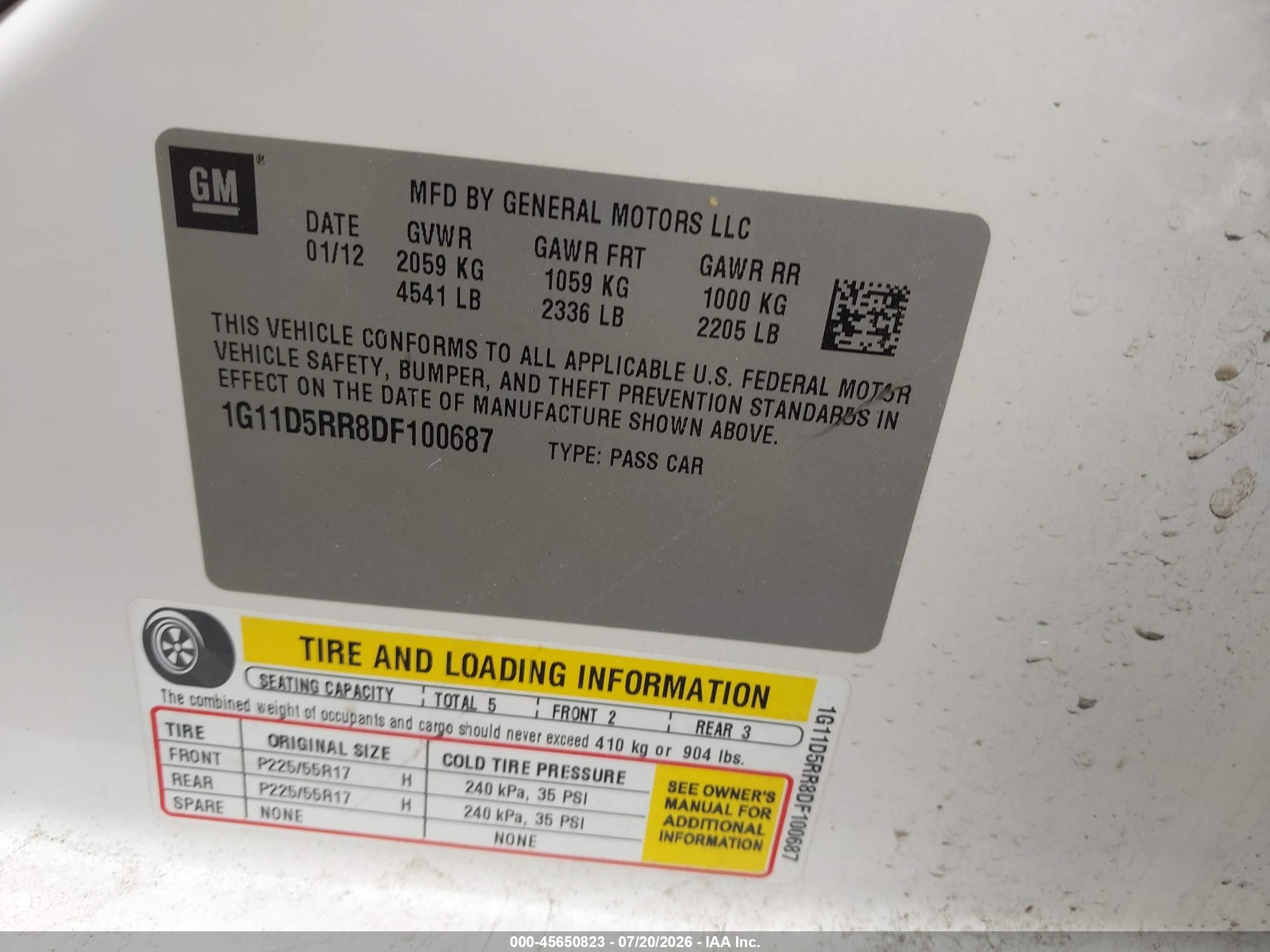 2013 Chevrolet Malibu Eco White vin: 1G11D5RR8DF100687