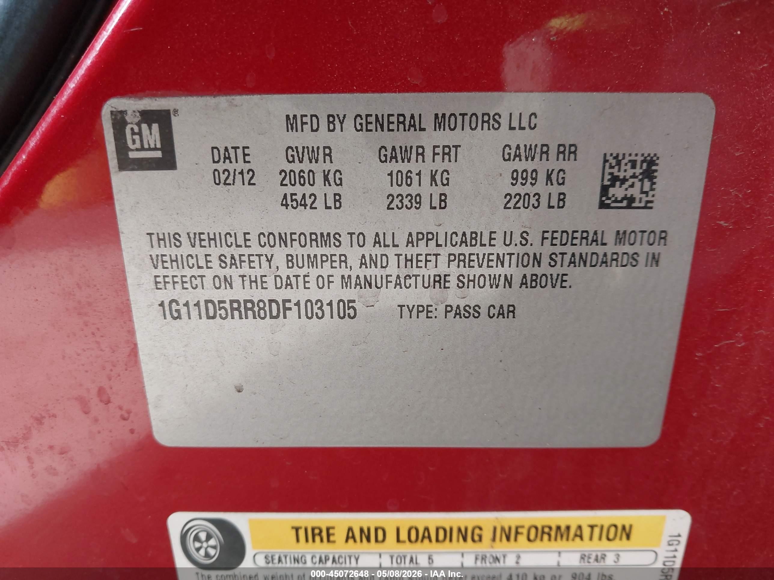 2013 Chevrolet Malibu Eco Red vin: 1G11D5RR8DF103105