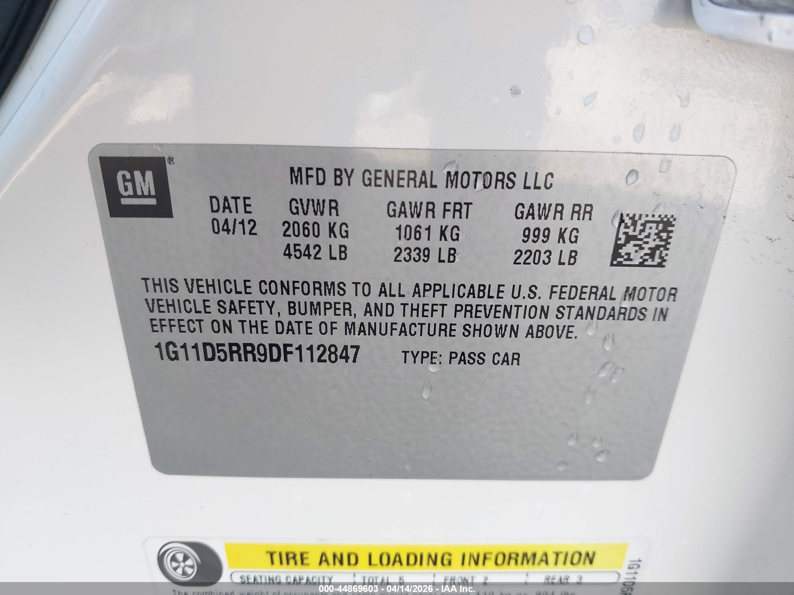 2013 Chevrolet Malibu Eco Белый vin: 1G11D5RR9DF112847