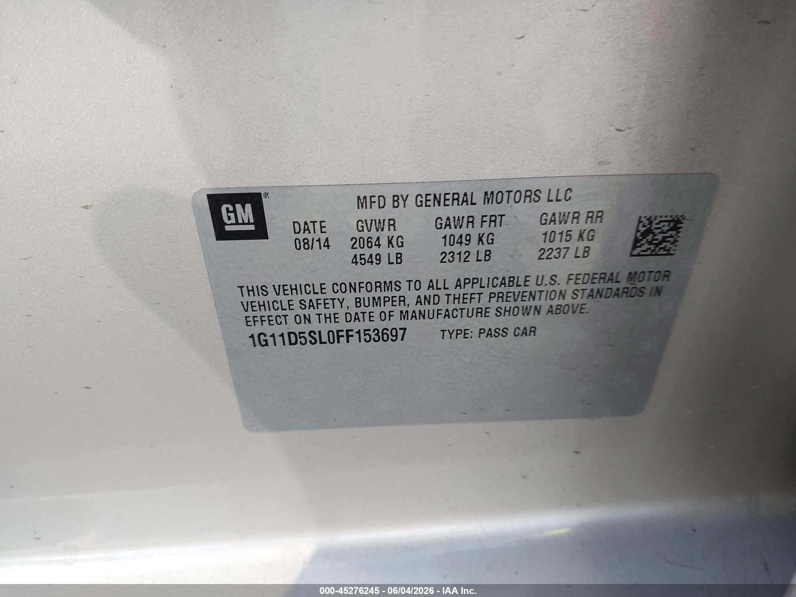 2015 Chevrolet Malibu 2lt Silver vin: 1G11D5SL0FF153697
