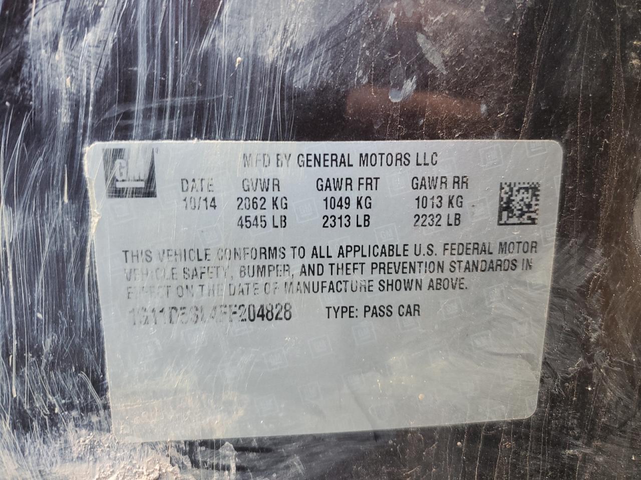 2015 Chevrolet Malibu 2lt Темно-бордовый vin: 1G11D5SL4FF204828