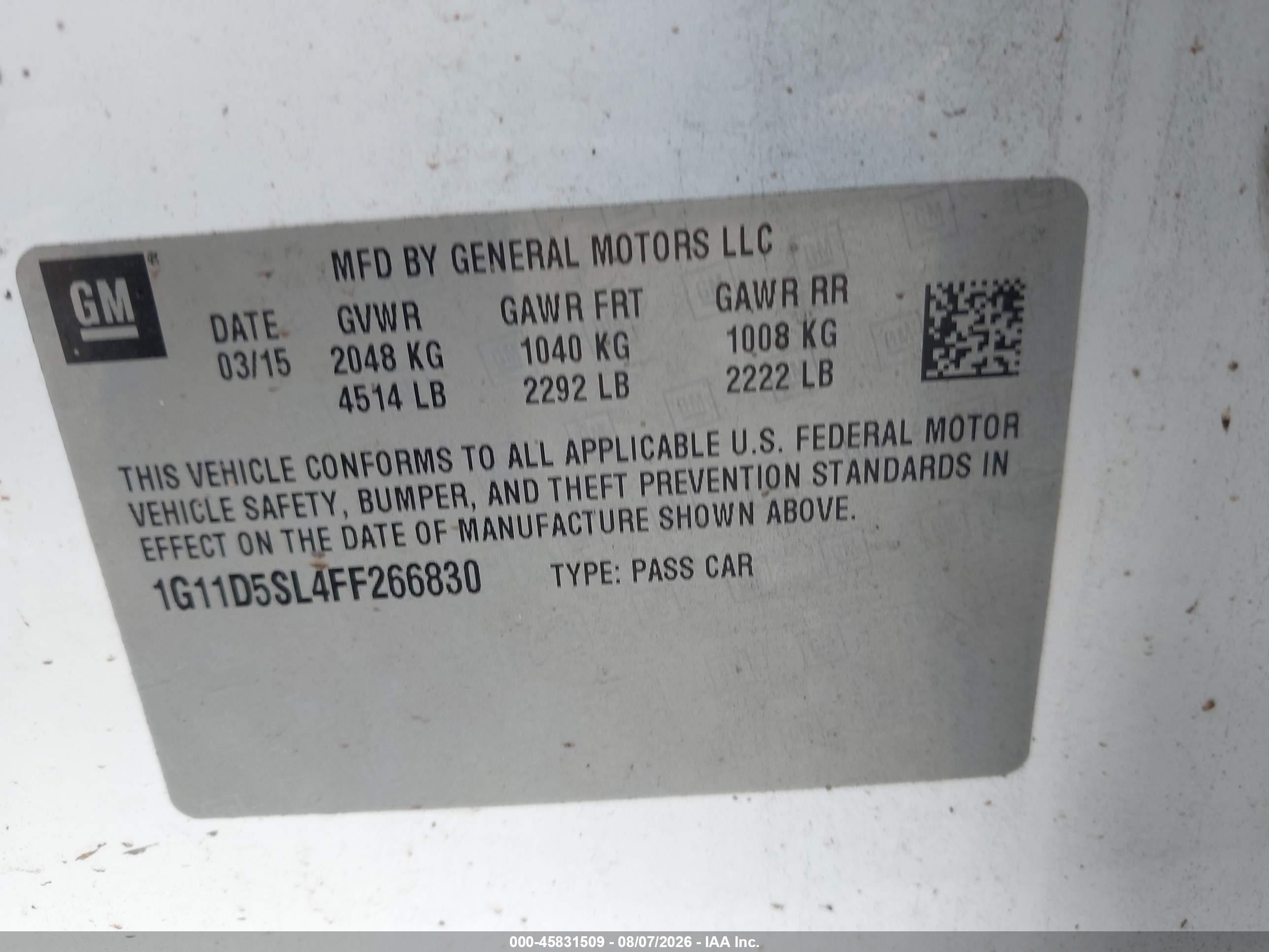 2015 Chevrolet Malibu 2lt White vin: 1G11D5SL4FF266830
