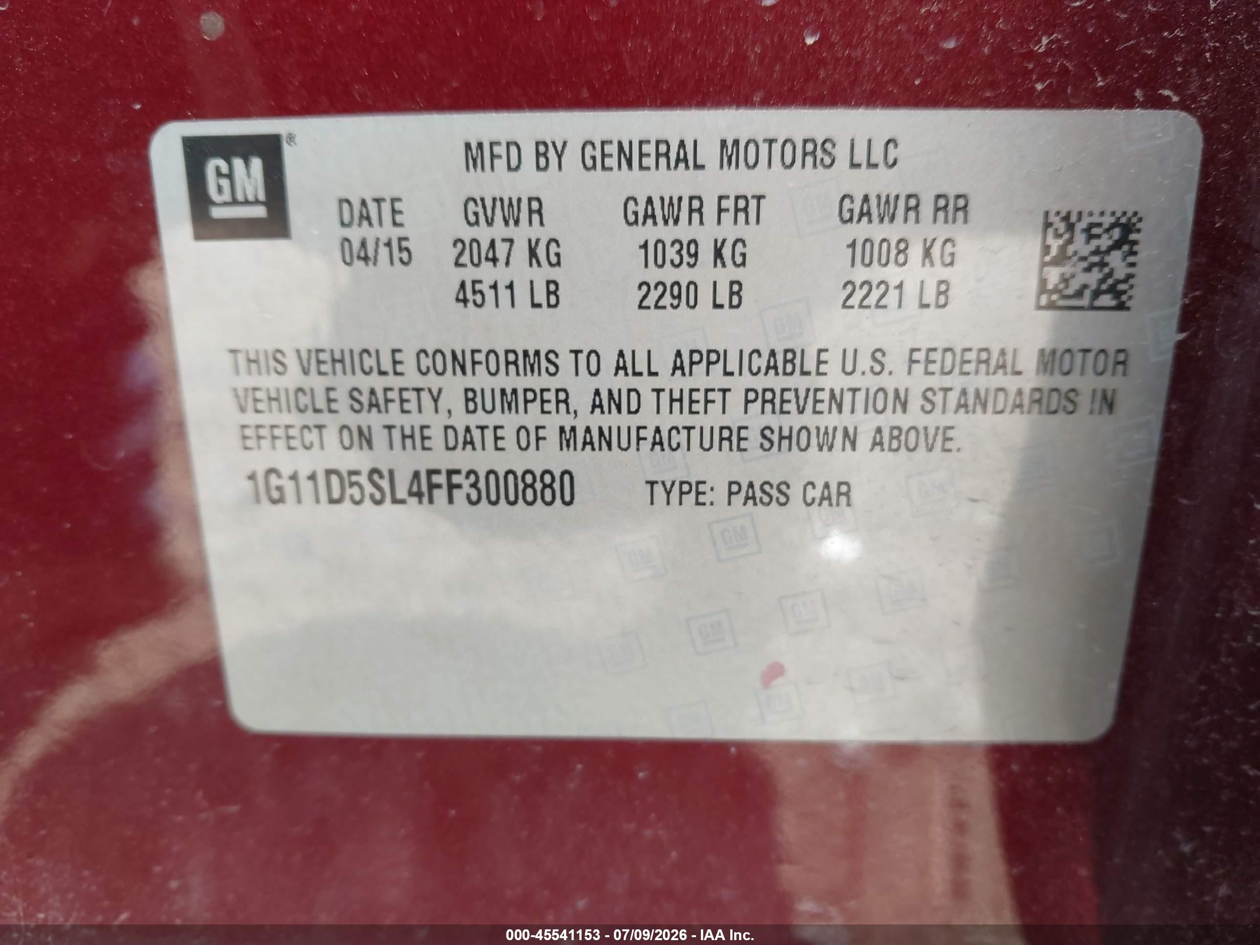 2015 Chevrolet Malibu 2lt Burgundy vin: 1G11D5SL4FF300880