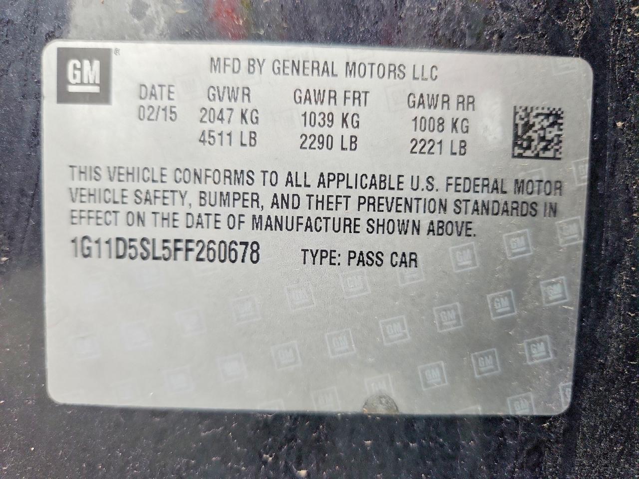 2015 Chevrolet Malibu 2lt Charcoal vin: 1G11D5SL5FF260678