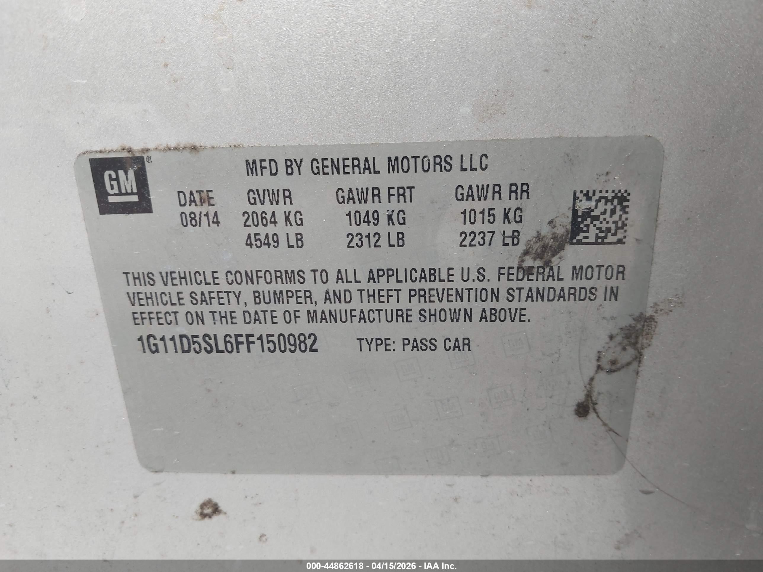 2015 Chevrolet Malibu 2lt Silver vin: 1G11D5SL6FF150982
