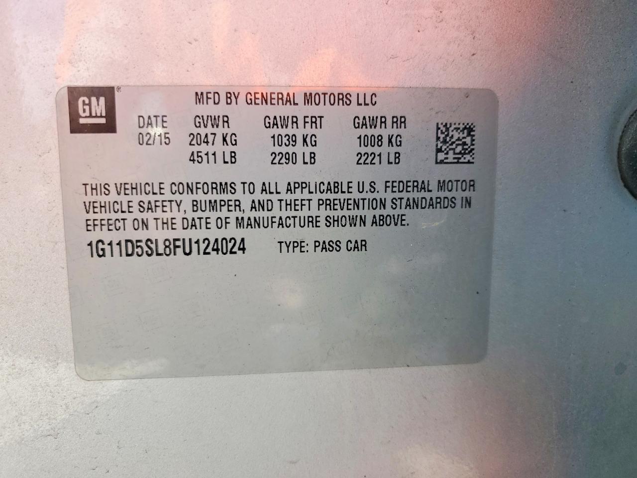 2015 Chevrolet Malibu 2lt Silver vin: 1G11D5SL8FU124024