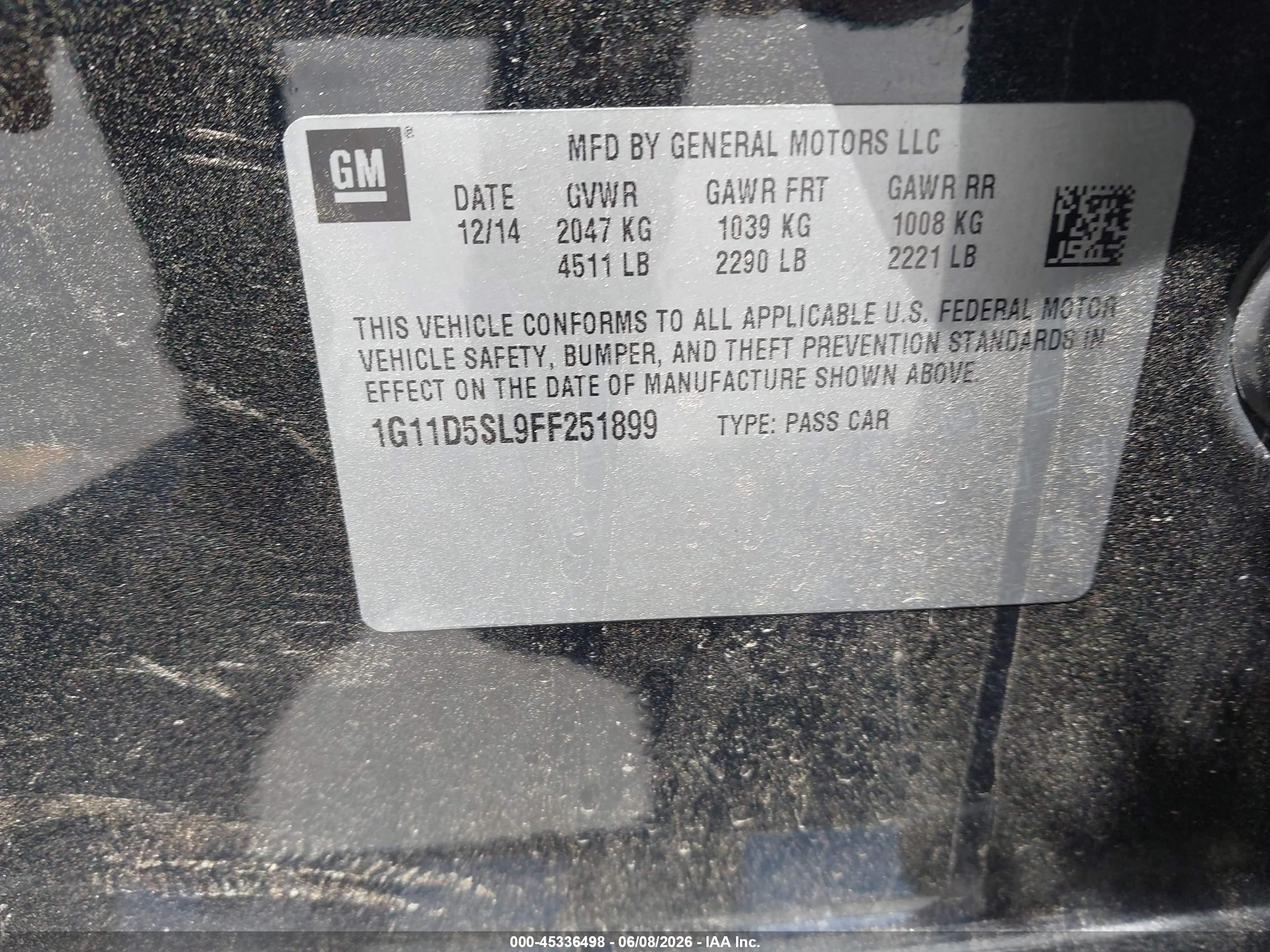 2015 Chevrolet Malibu 2lt Black vin: 1G11D5SL9FF251899