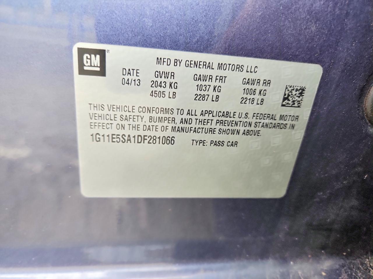 2013 Chevrolet Malibu 2lt Blue vin: 1G11E5SA1DF281066
