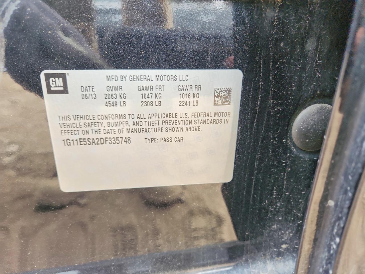 2013 Chevrolet Malibu 2lt Угольный vin: 1G11E5SA2DF335748