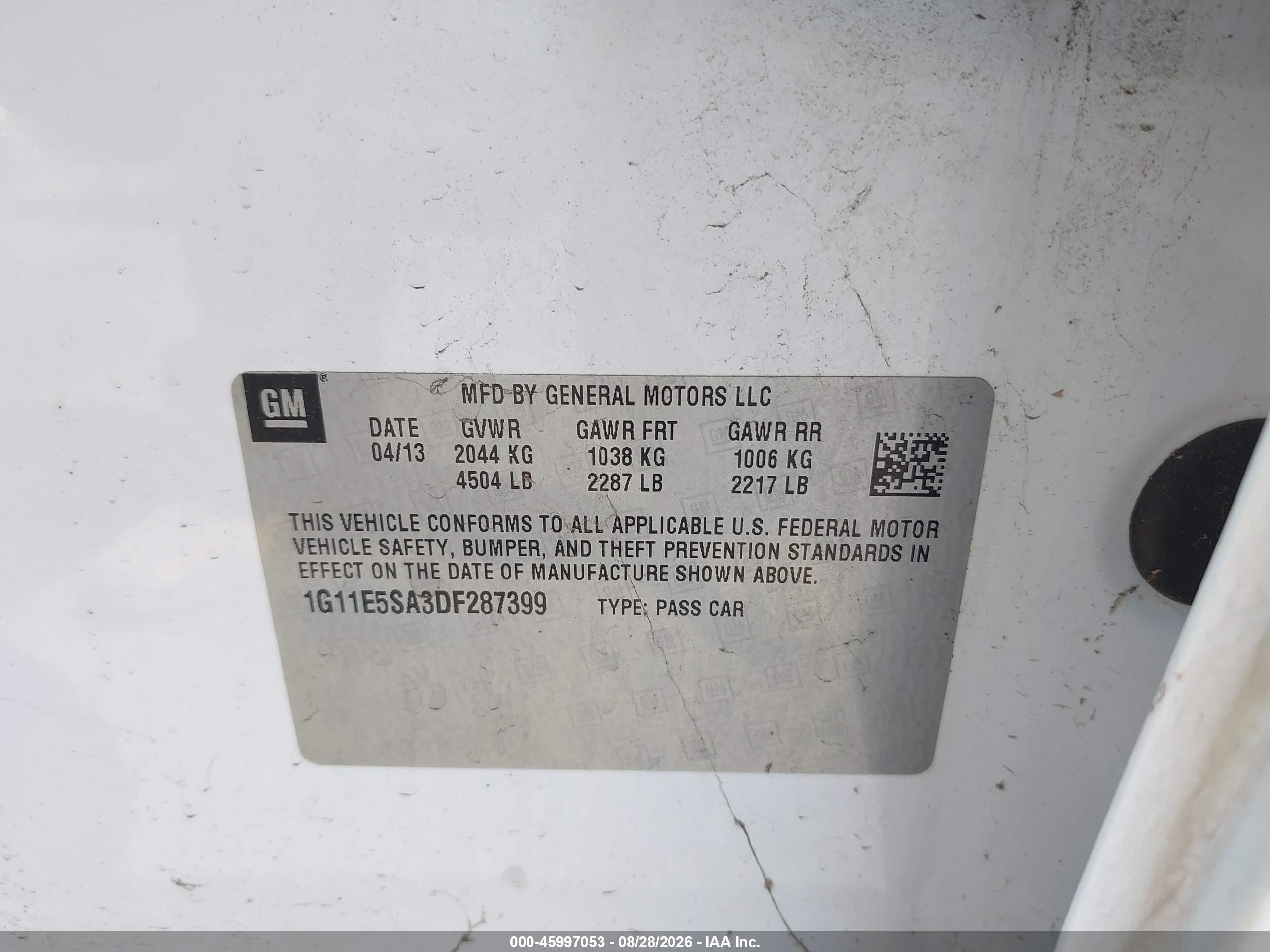 2013 Chevrolet Malibu 2lt White vin: 1G11E5SA3DF287399