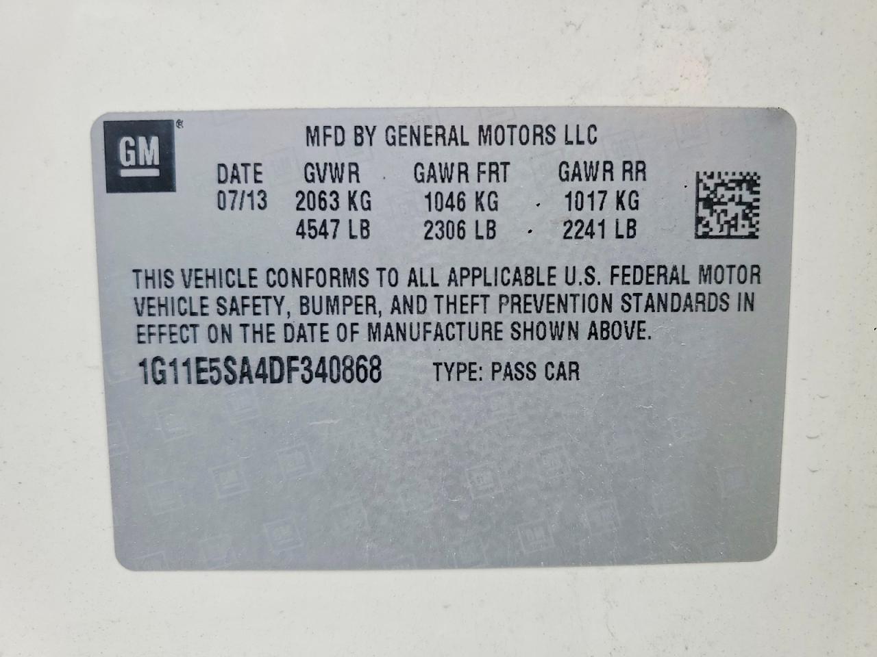 2013 Chevrolet Malibu 2lt Белый vin: 1G11E5SA4DF340868