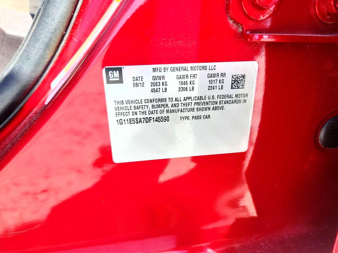 2013 Chevrolet Malibu 2lt Red vin: 1G11E5SA7DF145590