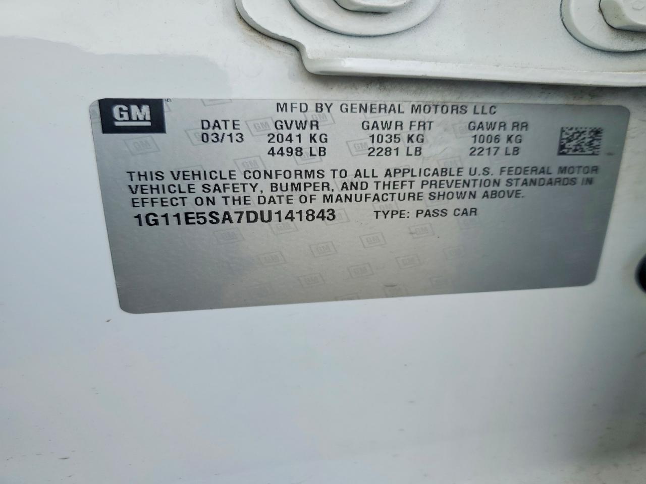 2013 Chevrolet Malibu 2lt White vin: 1G11E5SA7DU141843
