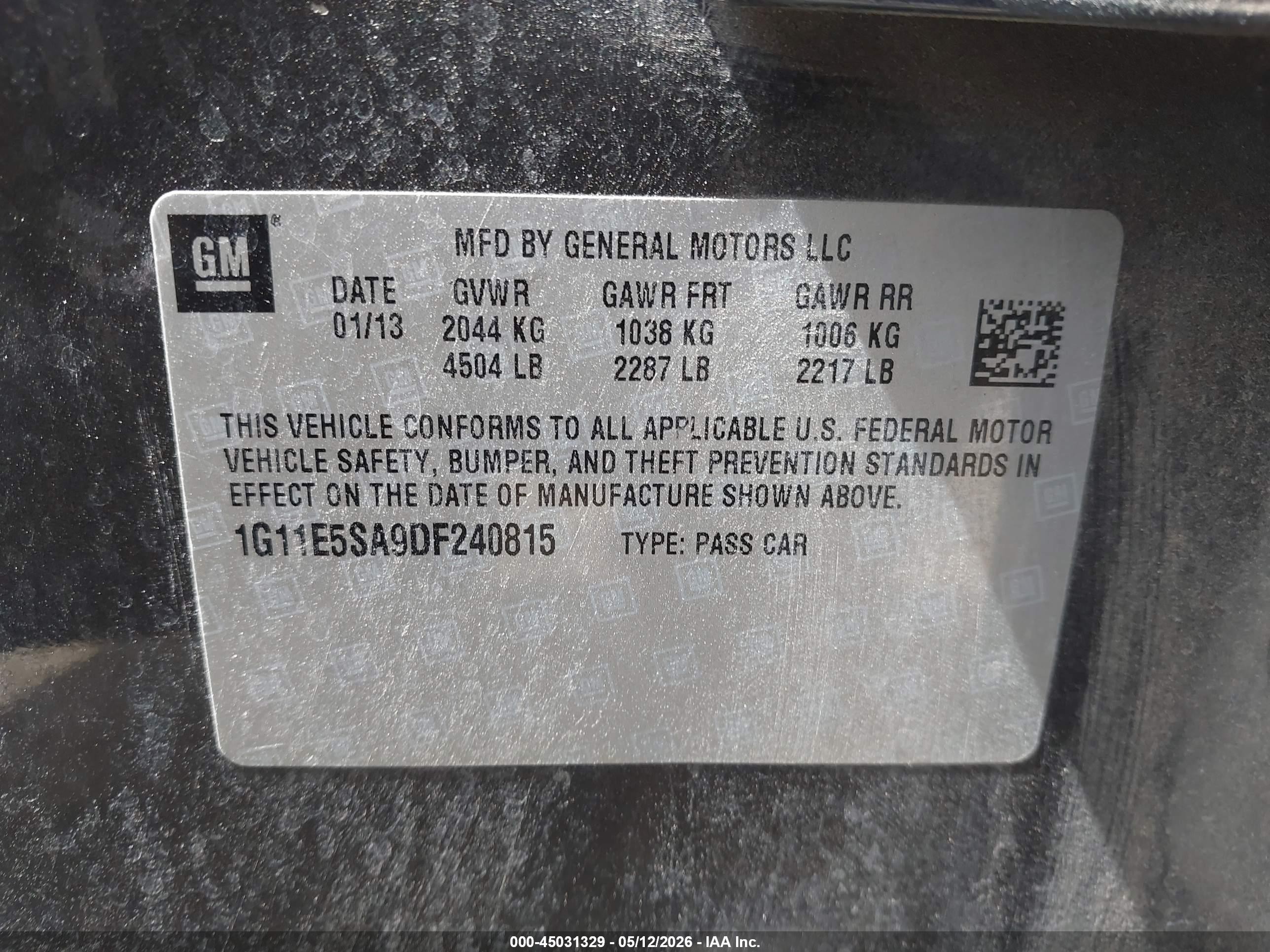 2013 Chevrolet Malibu 2lt Gray vin: 1G11E5SA9DF240815