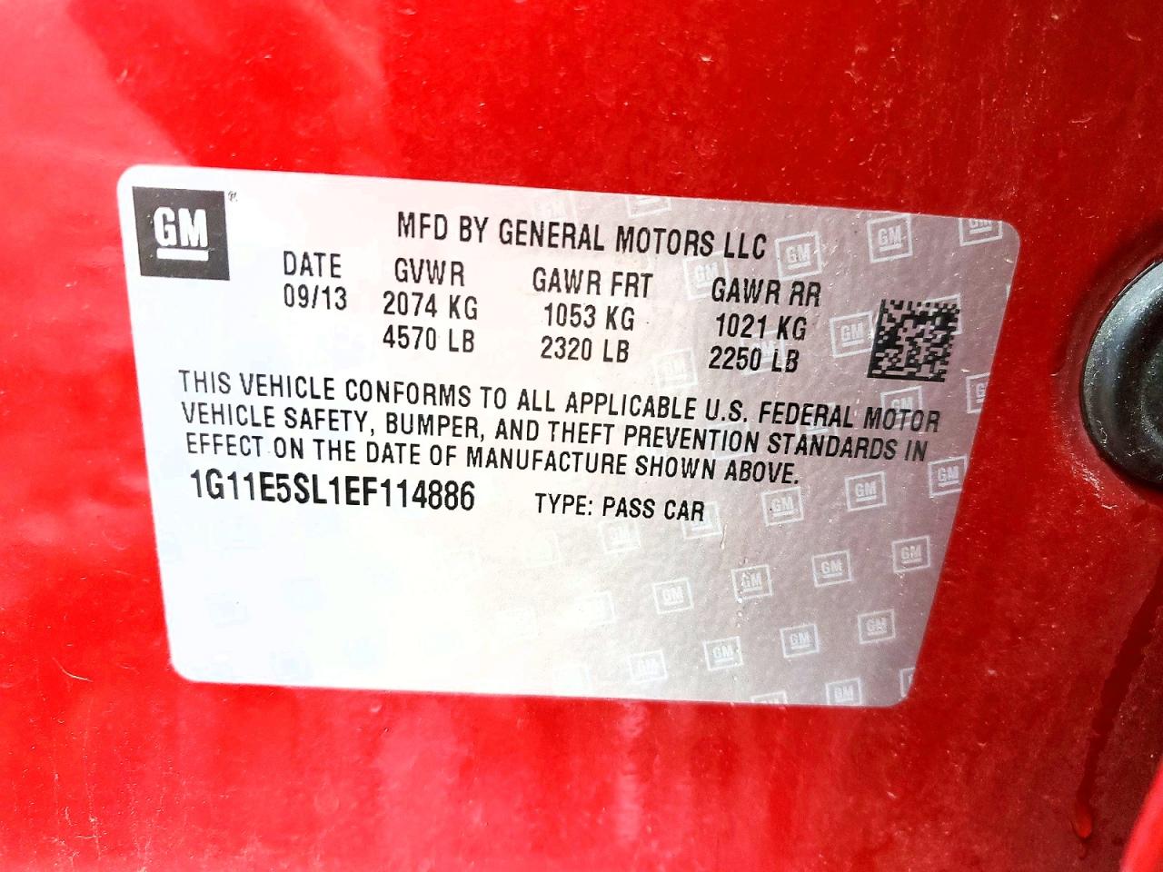 2014 Chevrolet Malibu 2lt Красный vin: 1G11E5SL1EF114886
