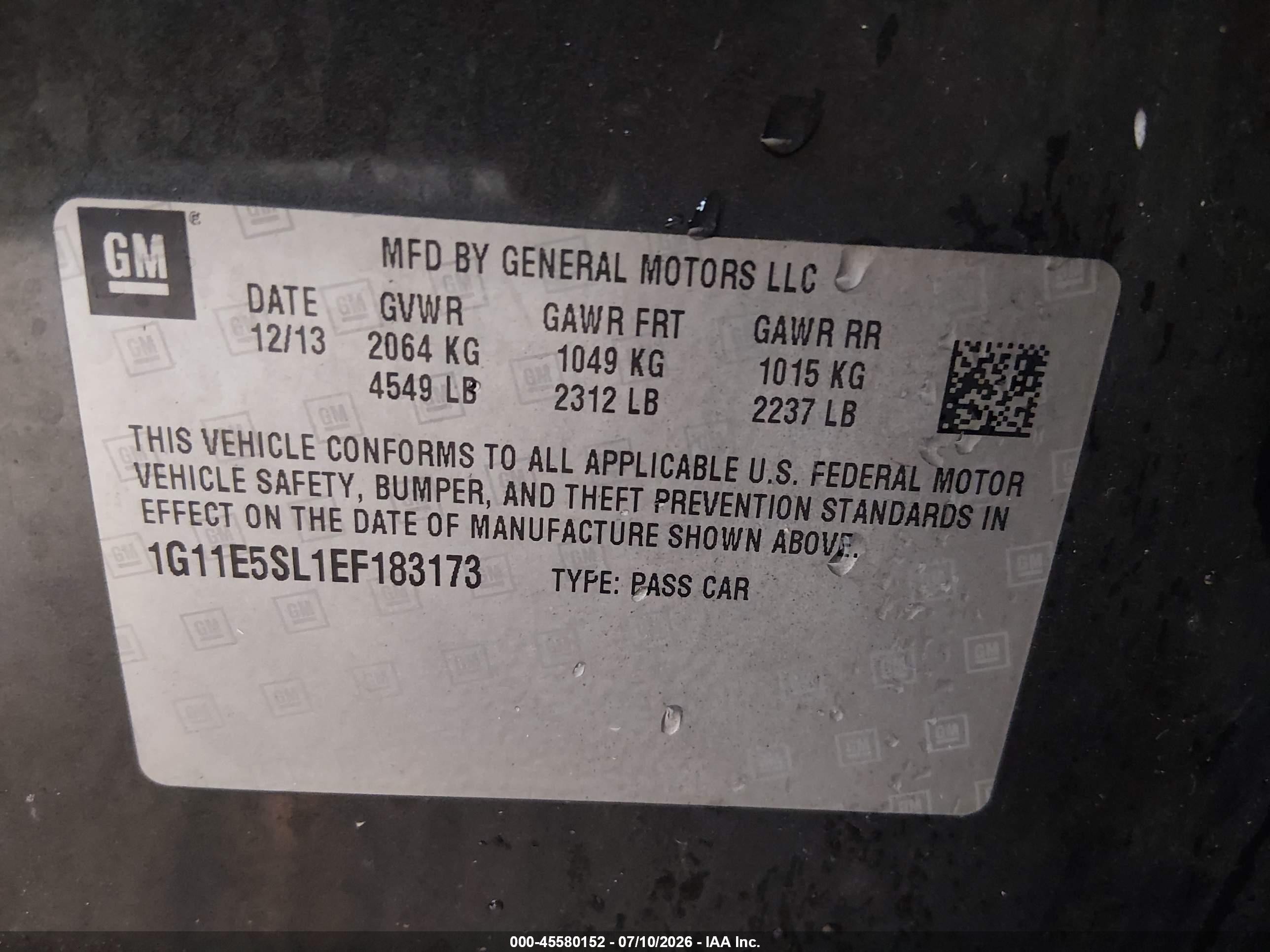 2014 Chevrolet Malibu 2lt Gray vin: 1G11E5SL1EF183173