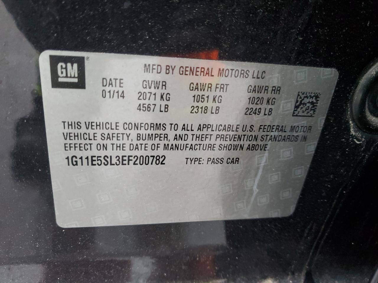 2014 Chevrolet Malibu 2lt Black vin: 1G11E5SL3EF200782