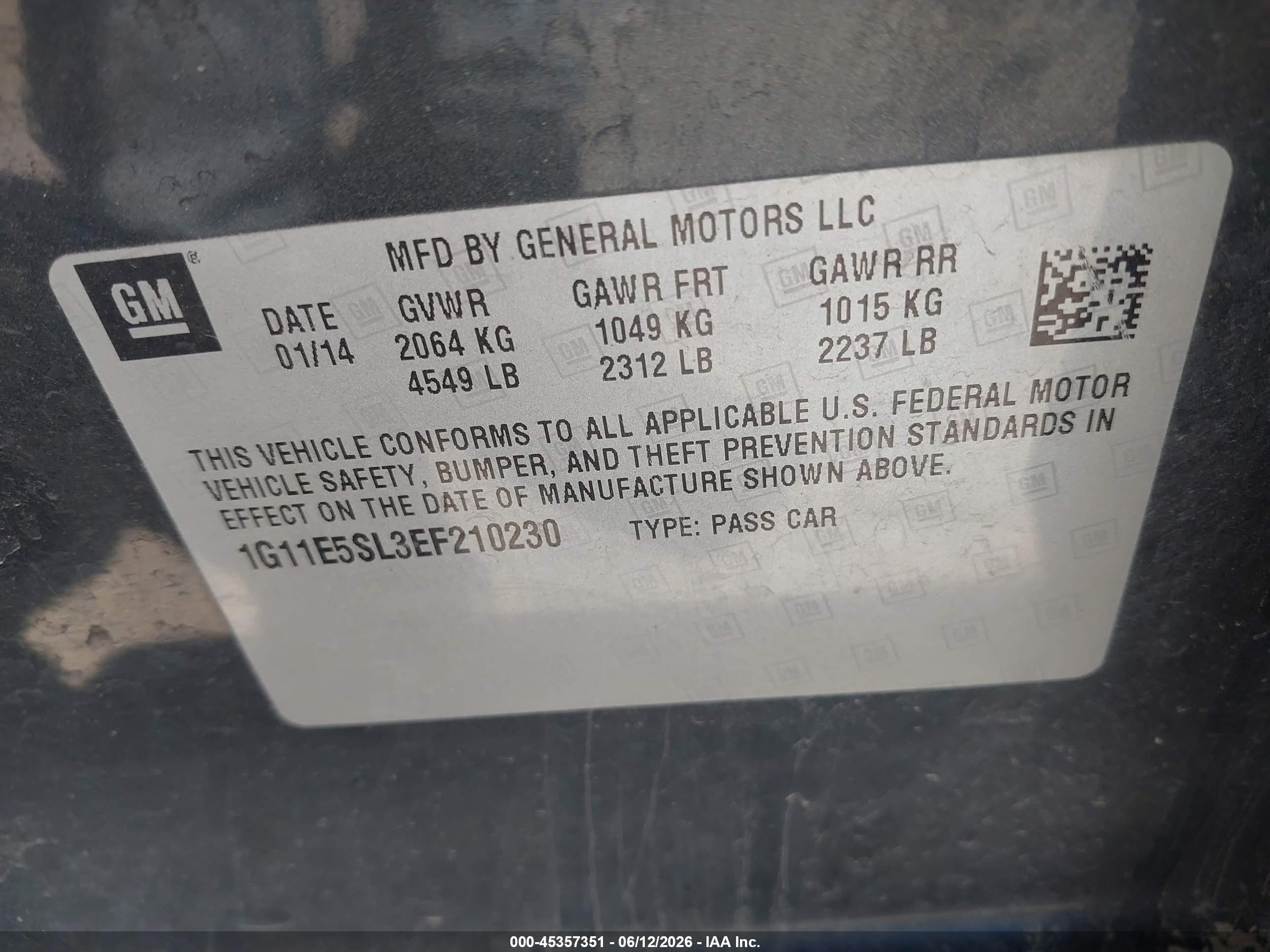 2014 Chevrolet Malibu 2lt Gray vin: 1G11E5SL3EF210230