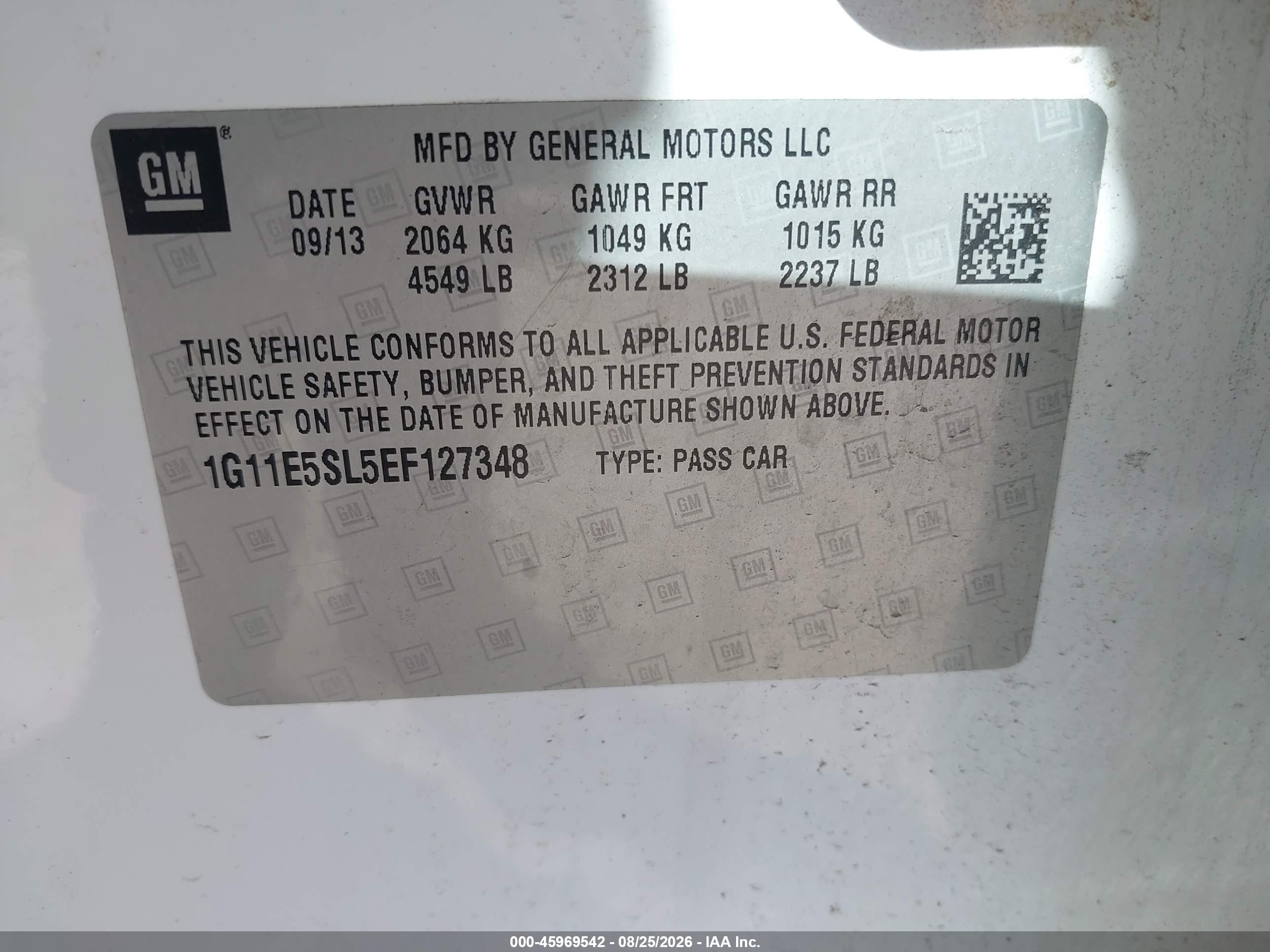 2014 Chevrolet Malibu 2lt White vin: 1G11E5SL5EF127348