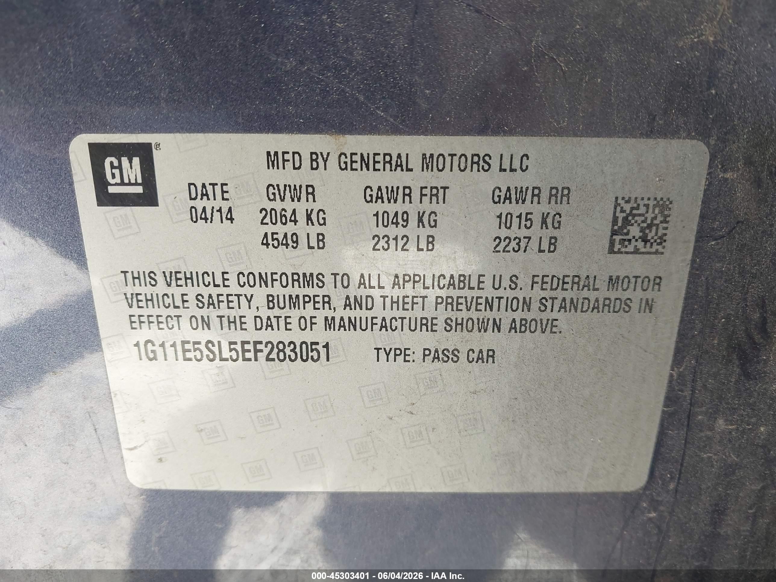 2014 Chevrolet Malibu 2lt Dark Blue vin: 1G11E5SL5EF283051