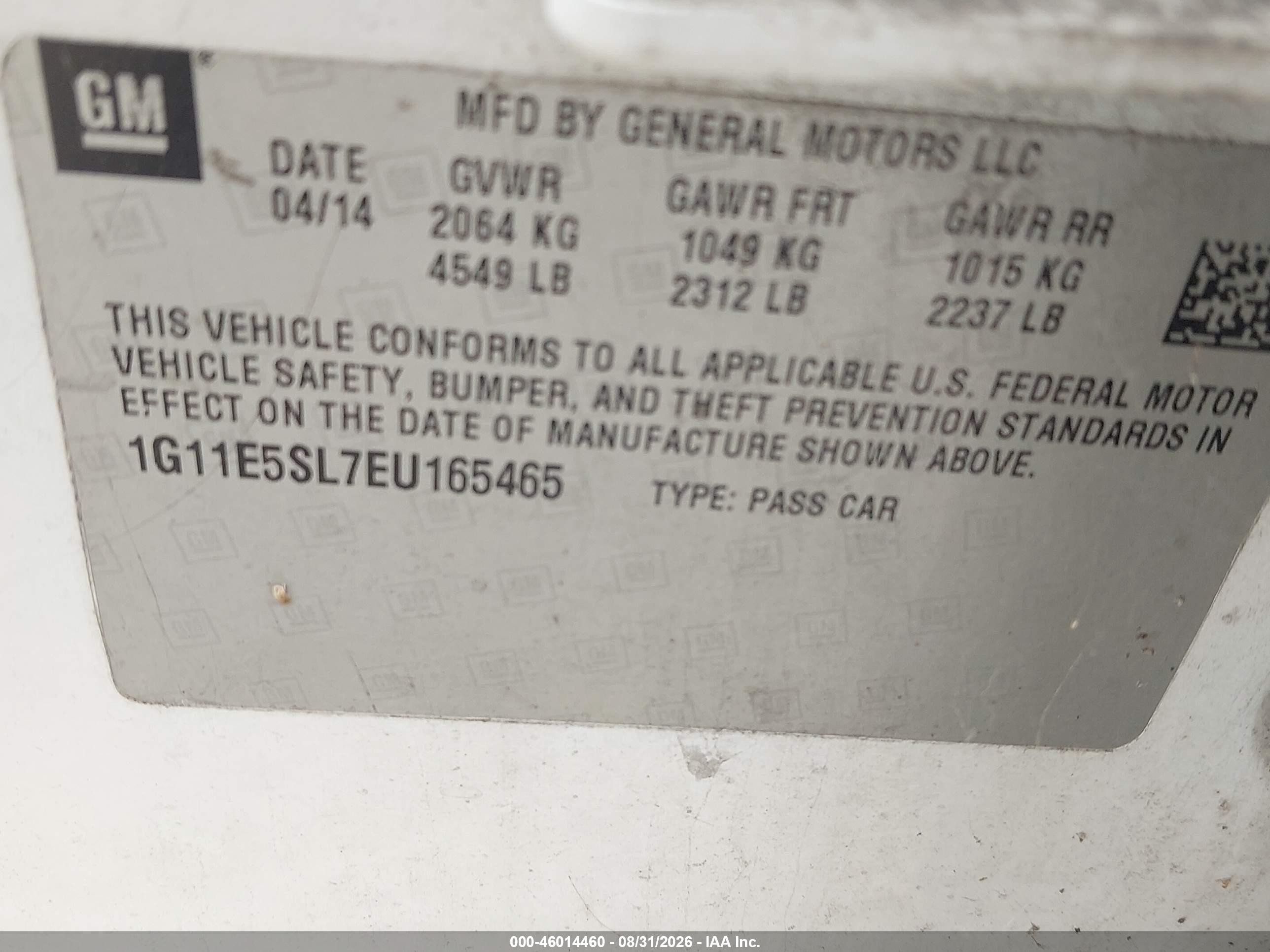 2014 Chevrolet Malibu 2lt White vin: 1G11E5SL7EU165465