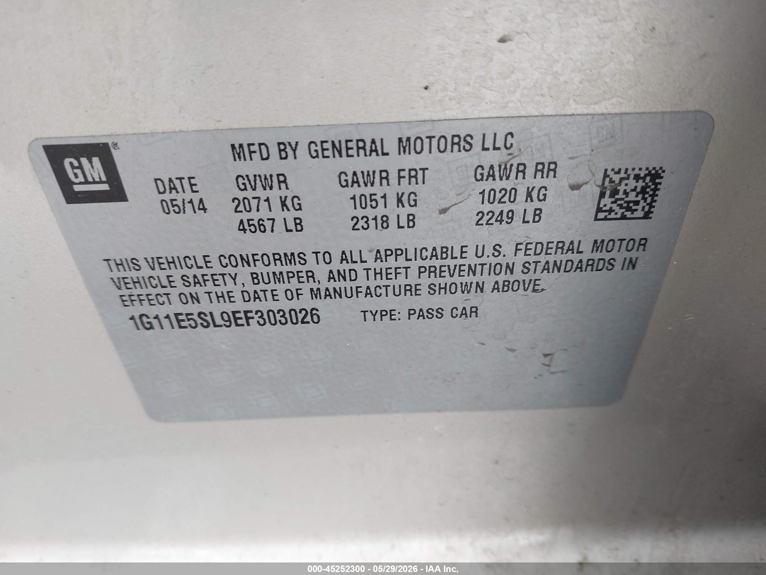 2014 Chevrolet Malibu 2lt Gold vin: 1G11E5SL9EF303026