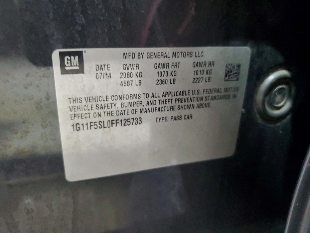 2015 Chevrolet Malibu Ltz Угольный vin: 1G11F5SL0FF125733