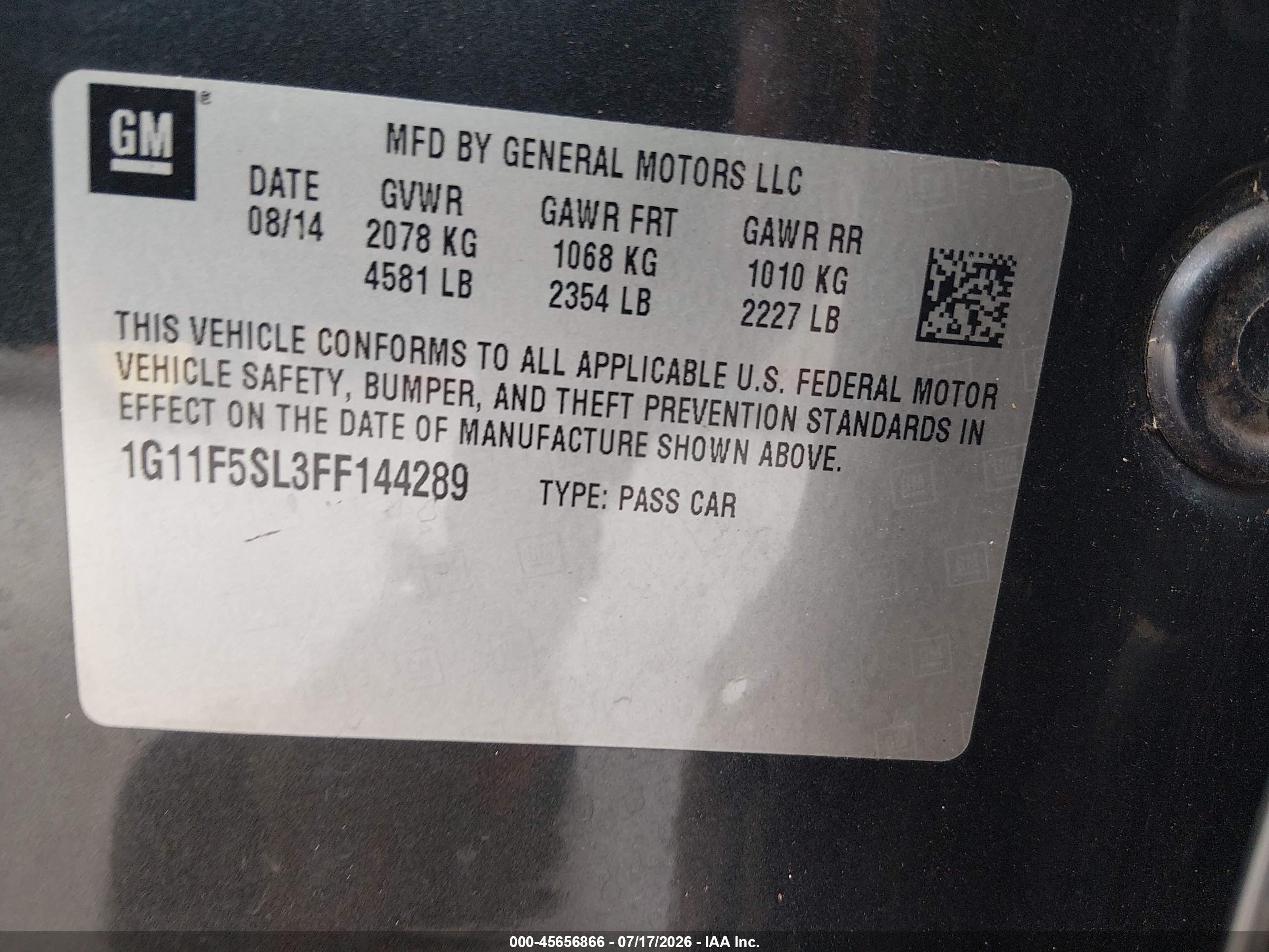 2015 Chevrolet Malibu 1lz Black vin: 1G11F5SL3FF144289