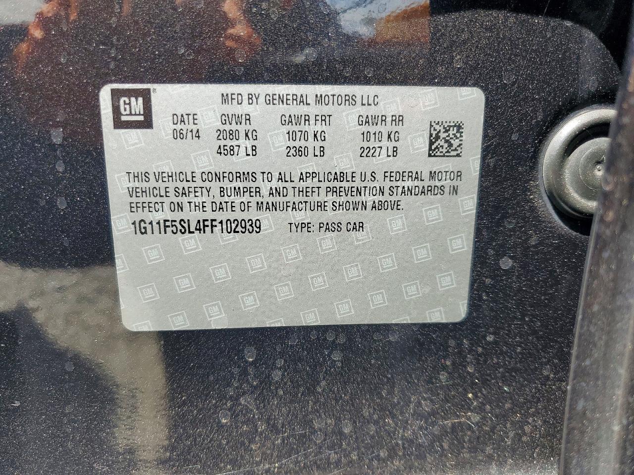 2015 Chevrolet Malibu Ltz Black vin: 1G11F5SL4FF102939
