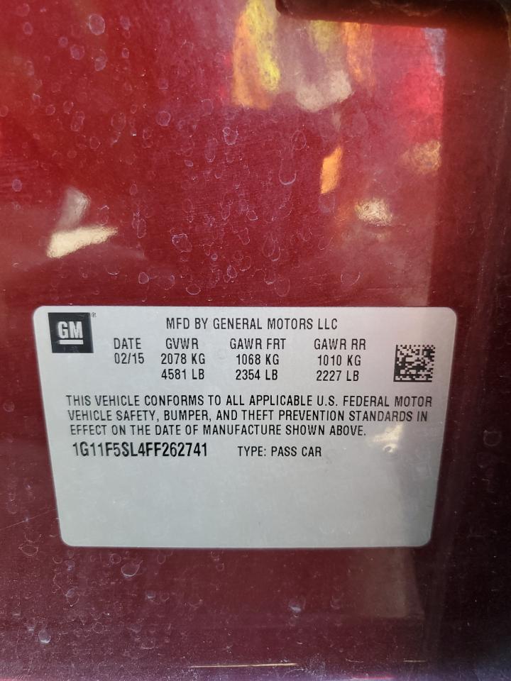 2015 Chevrolet Malibu Ltz Burgundy vin: 1G11F5SL4FF262741
