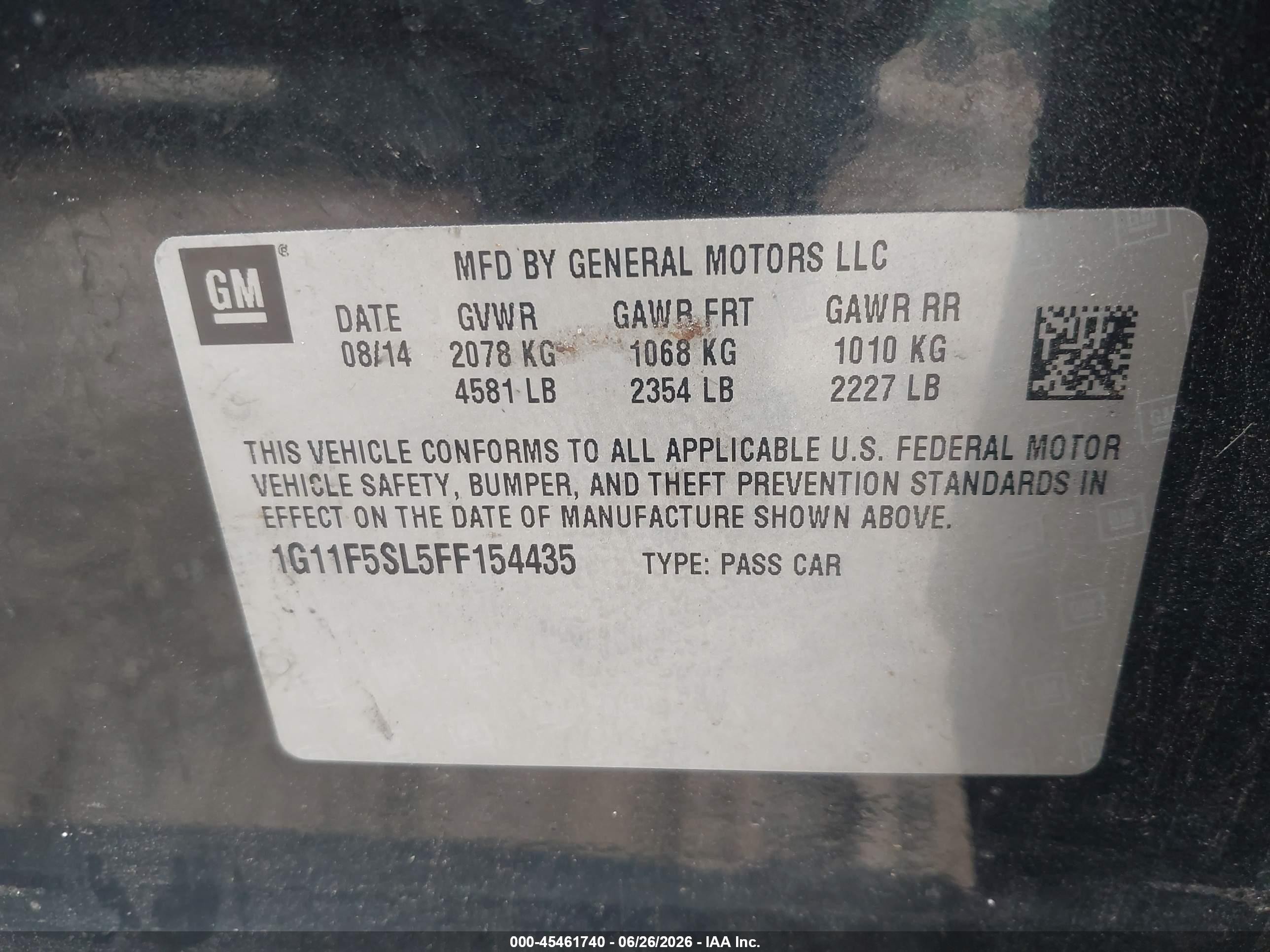 2015 Chevrolet Malibu 1lz Black vin: 1G11F5SL5FF154435