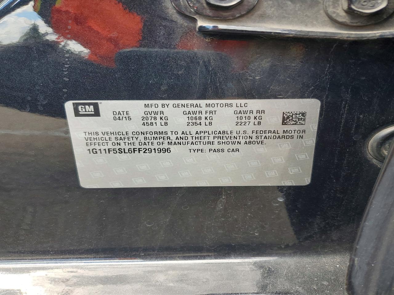 2015 Chevrolet Malibu Ltz Charcoal vin: 1G11F5SL6FF291996