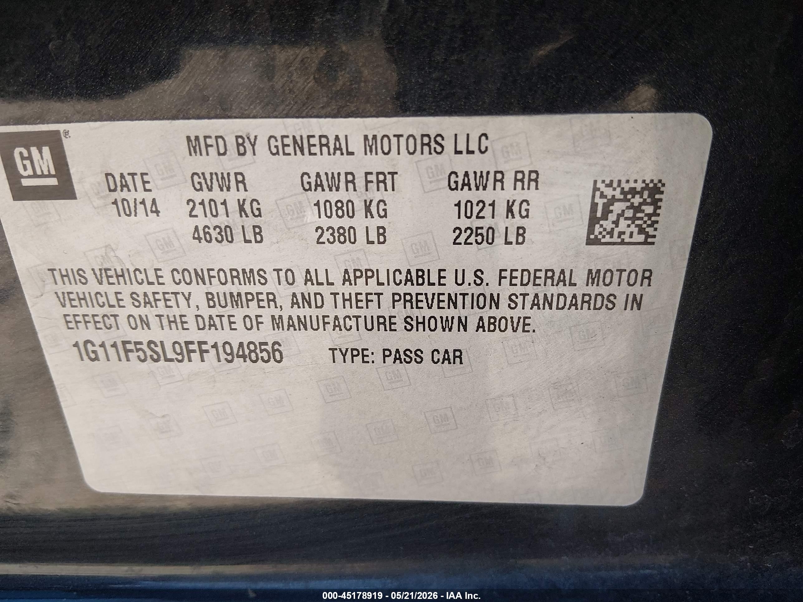 2015 Chevrolet Malibu 1lz Black vin: 1G11F5SL9FF194856