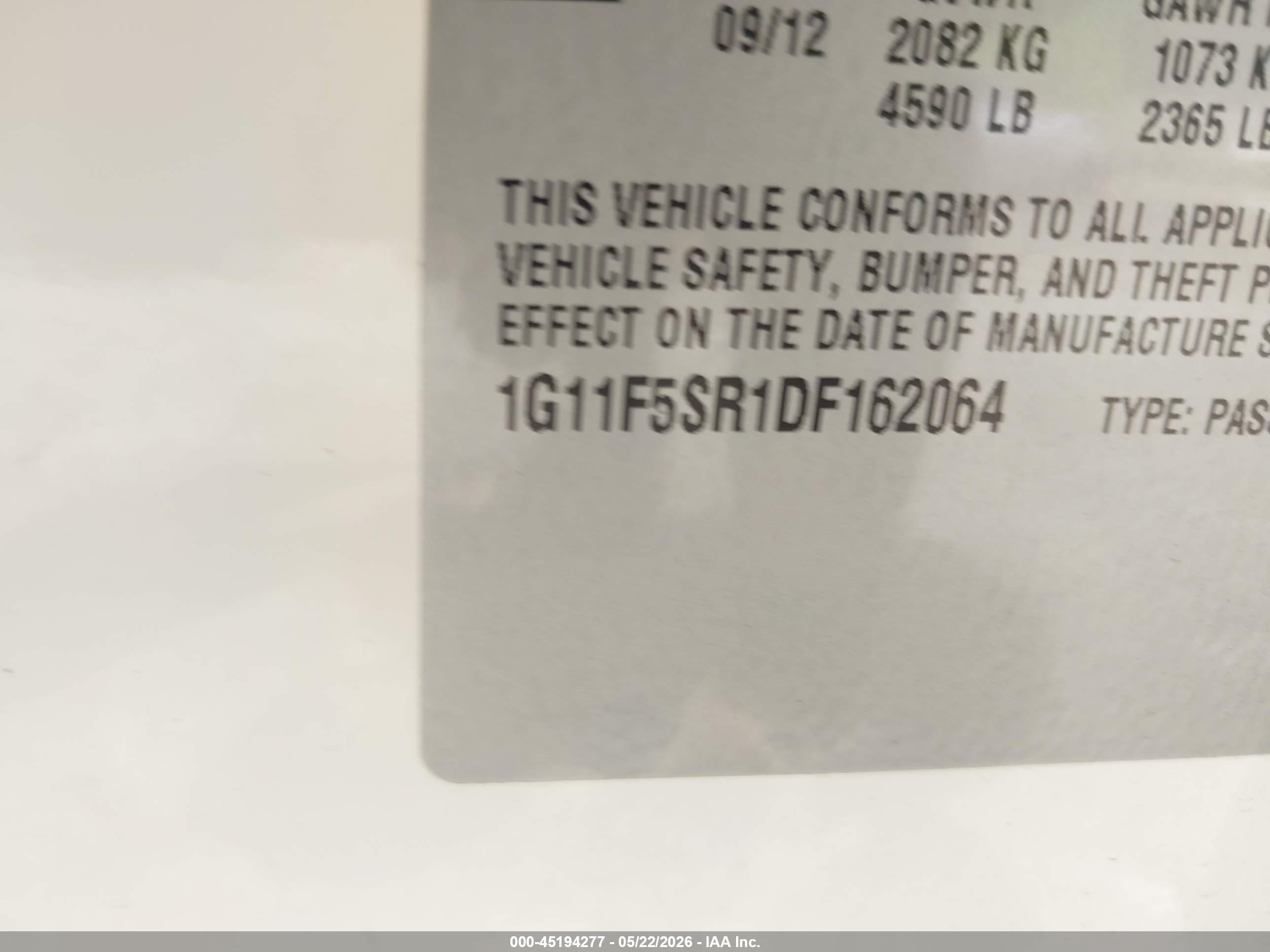 2013 Chevrolet Malibu Eco Premium Audio White vin: 1G11F5SR1DF162064