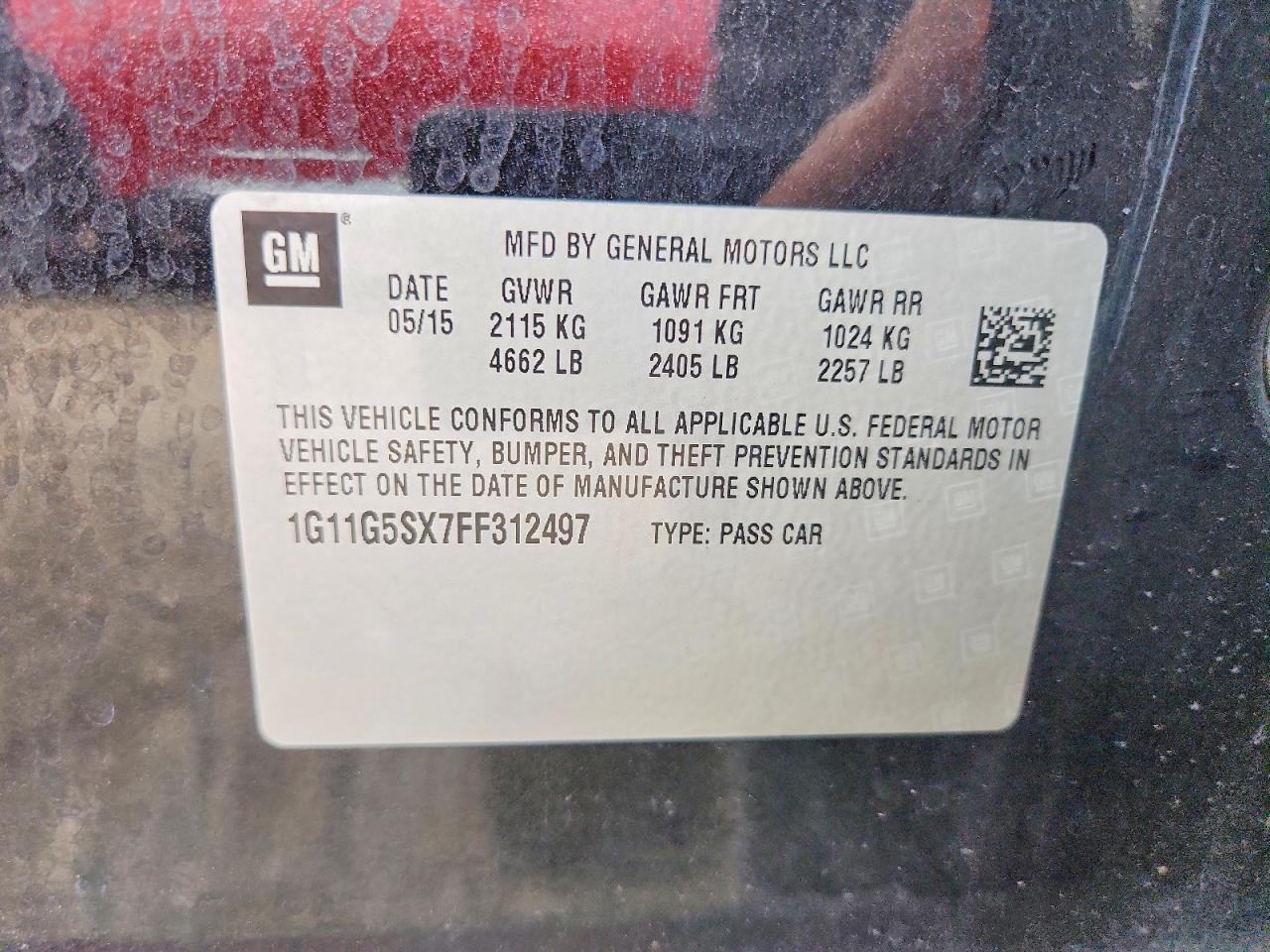 2015 Chevrolet Malibu Ltz Черный vin: 1G11G5SX7FF312497