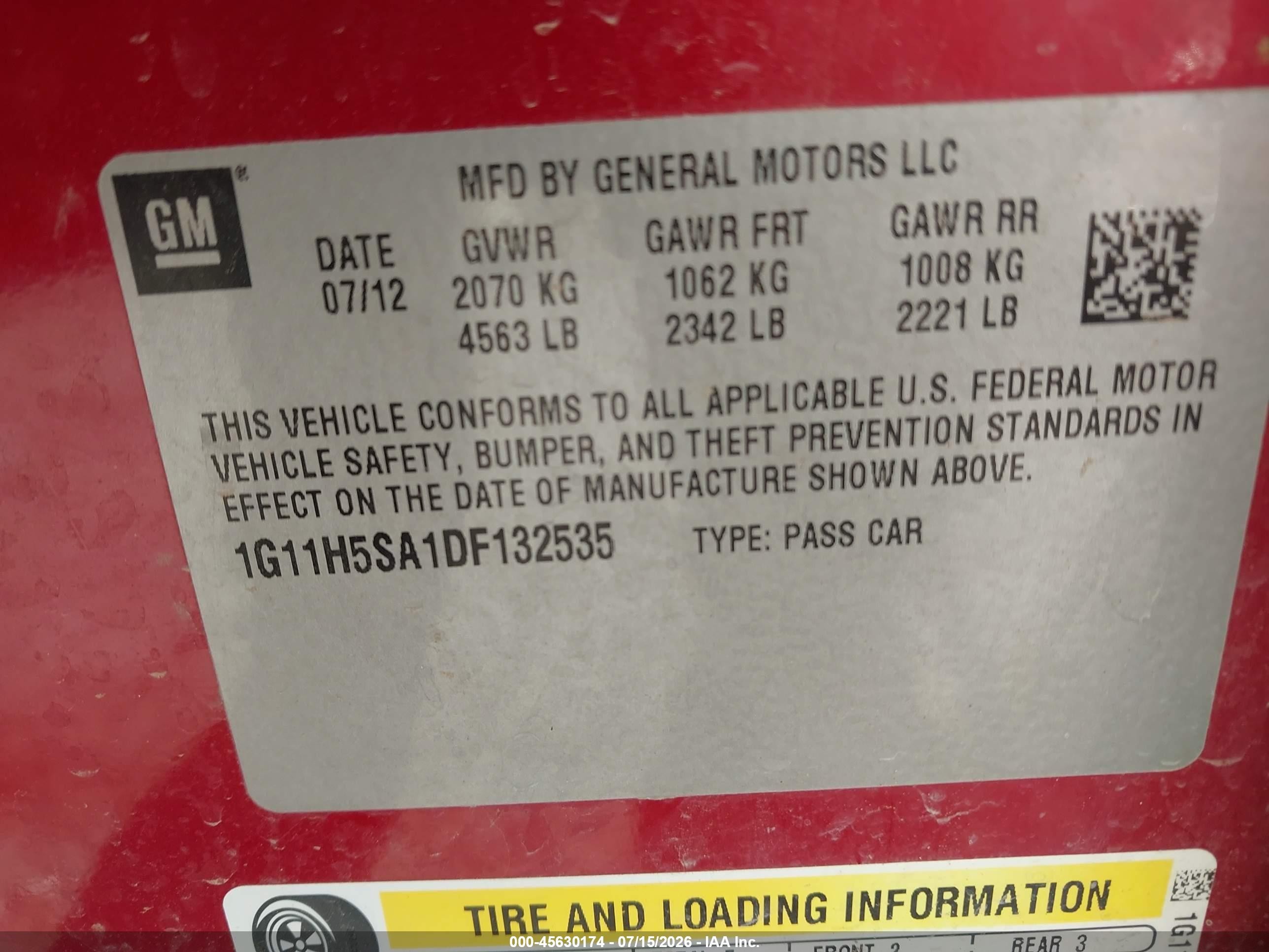 2013 Chevrolet Malibu 1lz Красный vin: 1G11H5SA1DF132535