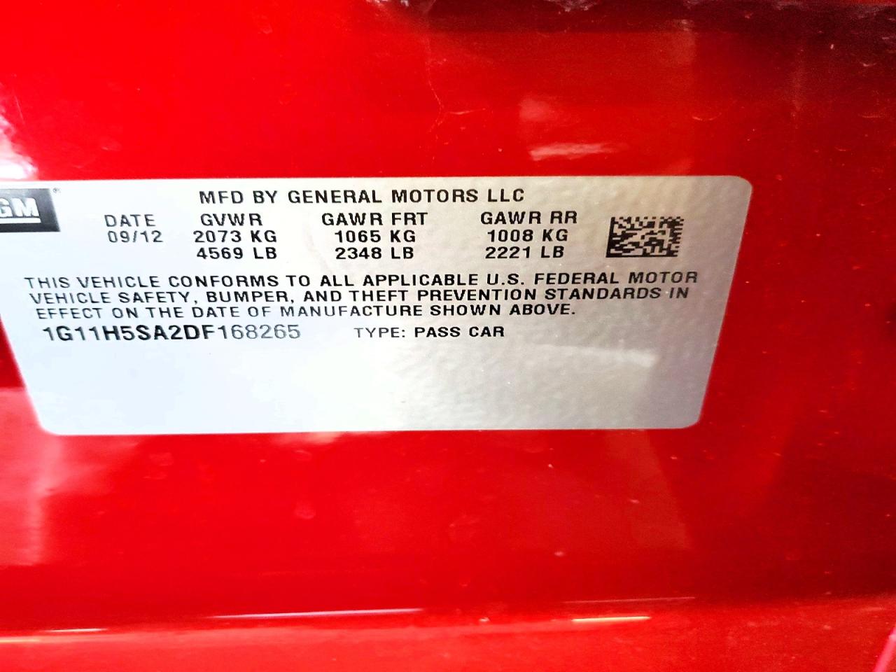 2013 Chevrolet Malibu Ltz Red vin: 1G11H5SA2DF168265