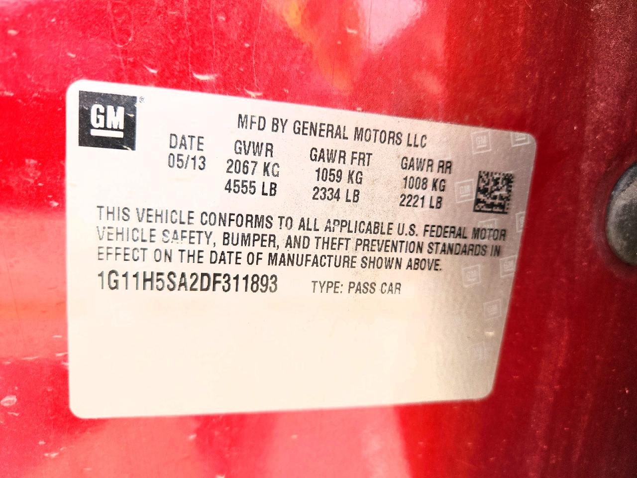 2013 Chevrolet Malibu Ltz Red vin: 1G11H5SA2DF311893
