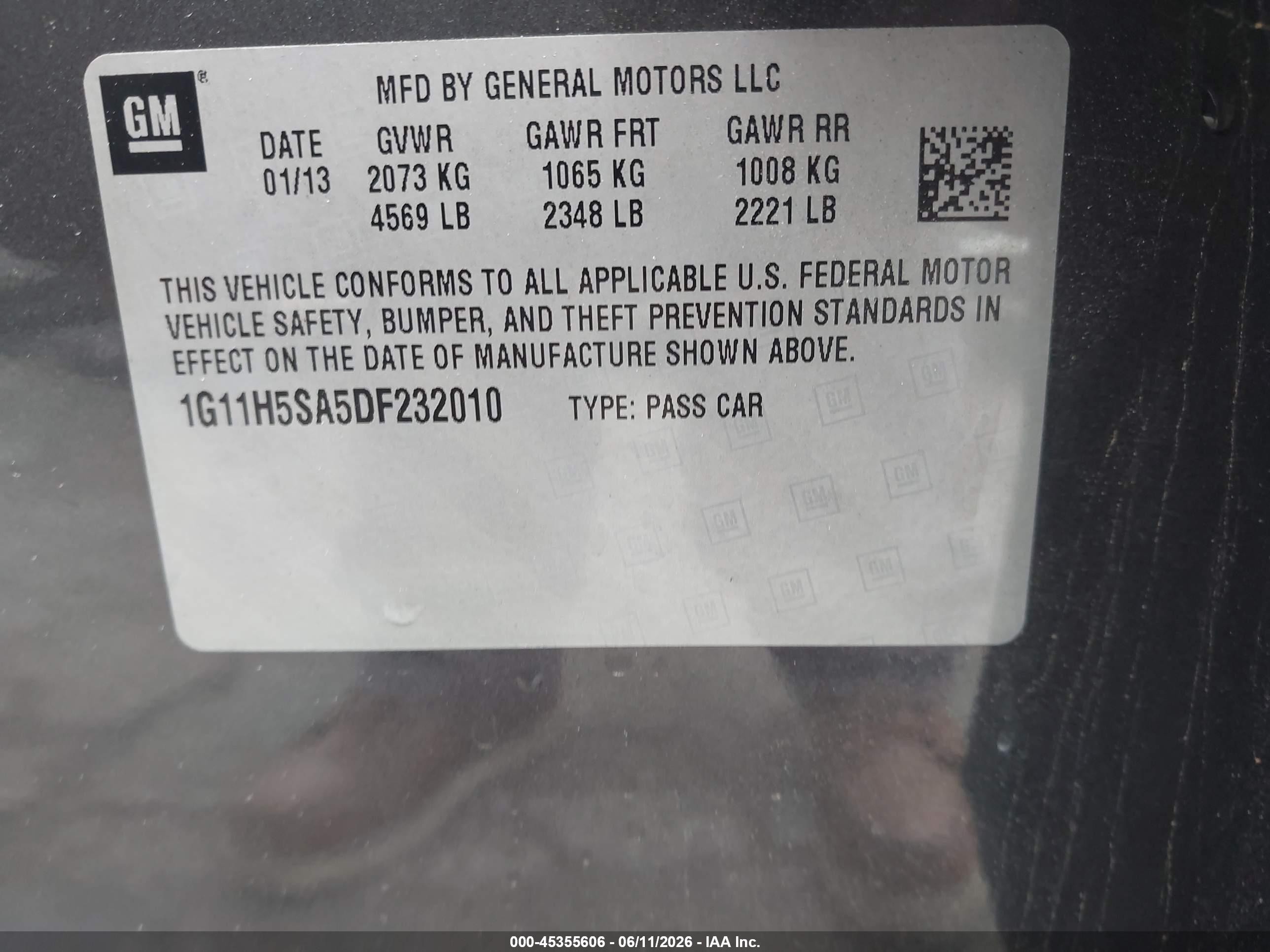 2013 Chevrolet Malibu 1lz Gray vin: 1G11H5SA5DF232010